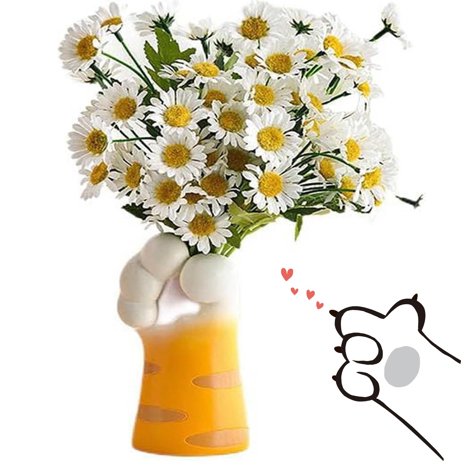 Cute Cat Paw Vase - Fat Orange Cat Cartoon Design, Resin Flower Arrangement Vase for Home Decor, Table Centerpiece - Perfect Gift for Cat Lovers (Orange) | Ideal for Living Room, Bedroom, Office Desk Decor