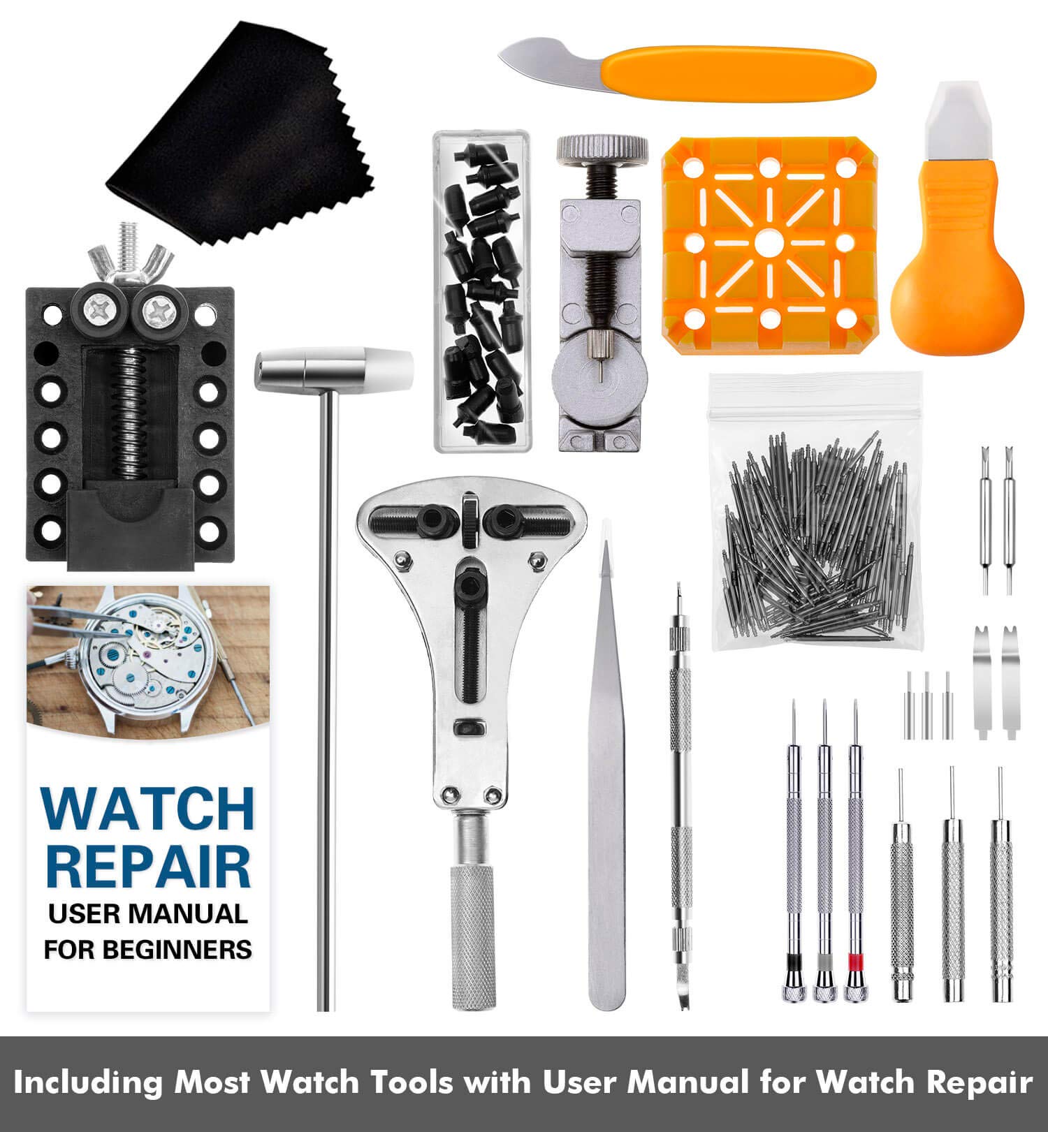 Anezus 187-Piece Professional Watch Repair Kit with Link Pin Remover & Case Back Opener - Complete Tool Set for Watch Battery Replacement, Band Sizing, Strap Adjustment & Maintenance (Ideal for Watchmakers, Jewelers & DIY Enthusiasts)