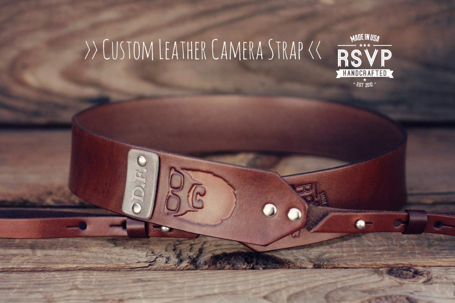 Custom Leather Camera Strap - Handmade Personalized DSLR Neck & Shoulder Strap with Engraved Name/Initials - Perfect Gift for Photographers, Beard & Hipster Glasses Enthusiasts - Ideal for Travel, Weddings & Outdoor Photography