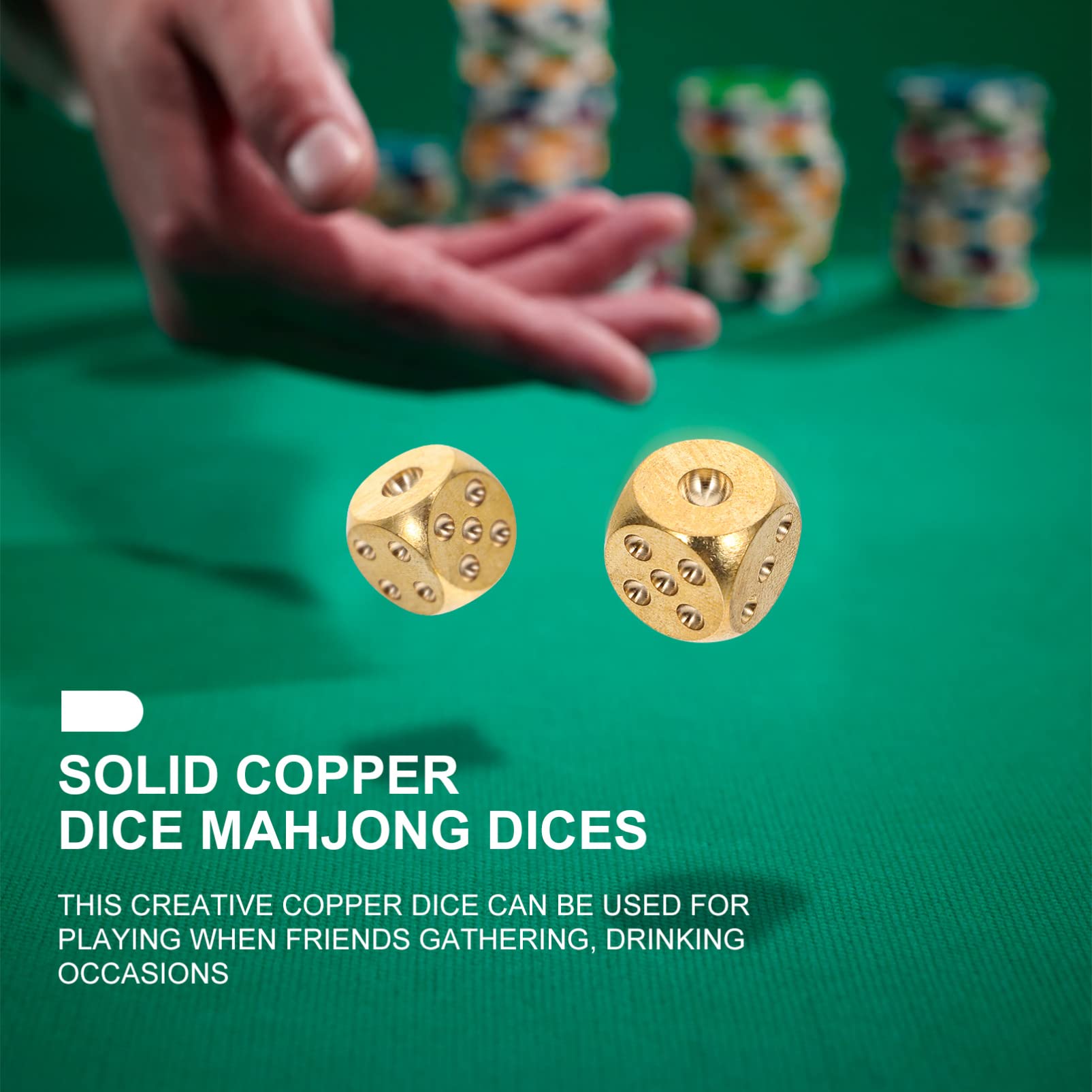 FOMIYES Golden Copper Dot Dice Set - 6-Piece Mini Game Dice for Outdoor, Bar, KTV, Club, Family & Friends Party Entertainment - Perfect for Bachelor Parties, Drinking Games, and Board Game Nights