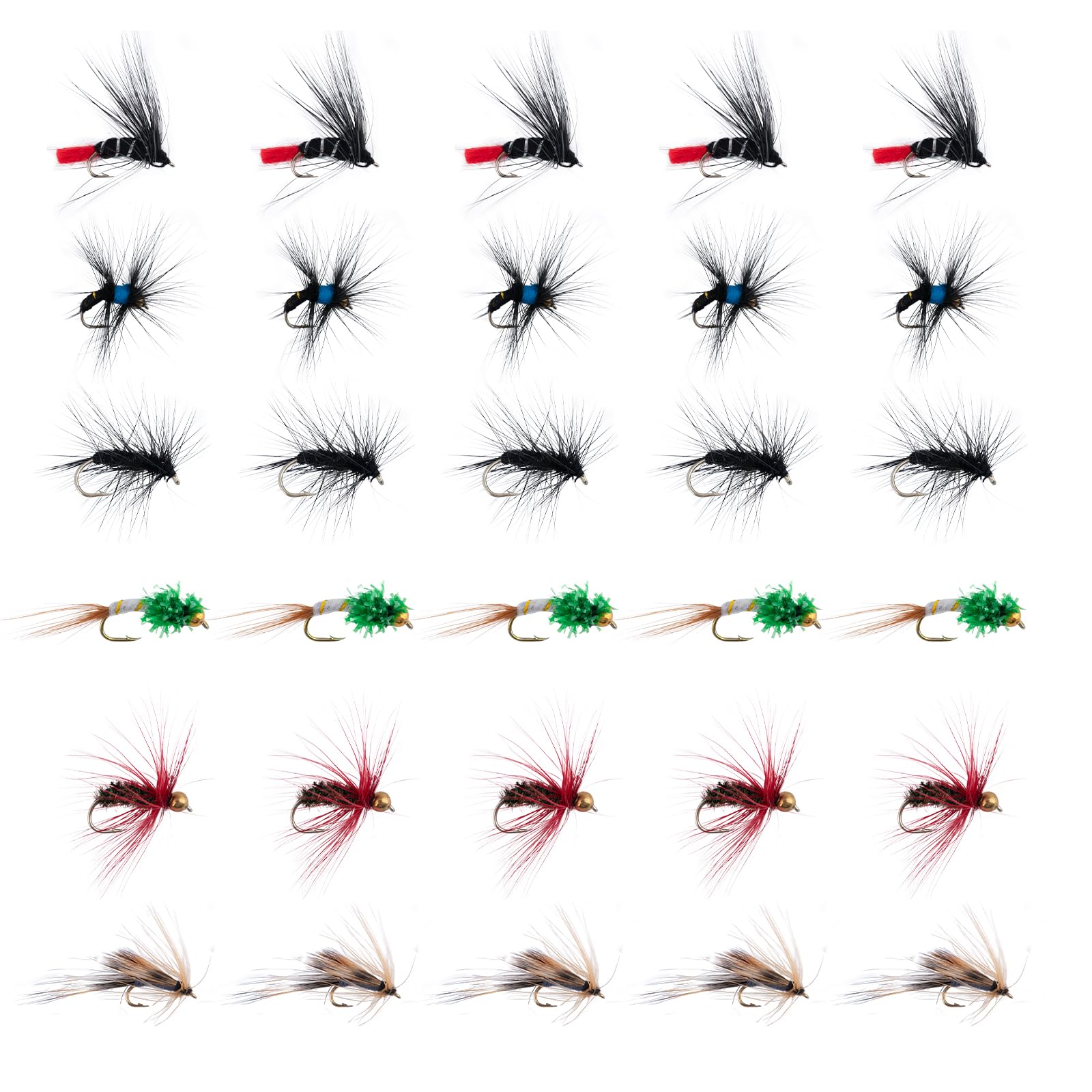 Goture 30pcs Fly Fishing Flies Kit - Dry Flies, Wet Flies, Streamers & Nymphs for Trout, Bass, Steelhead & Salmon - Perfect Fly Fishing Lures & Gifts for Anglers - Ideal for Freshwater Fishing, River & Lake Adventures