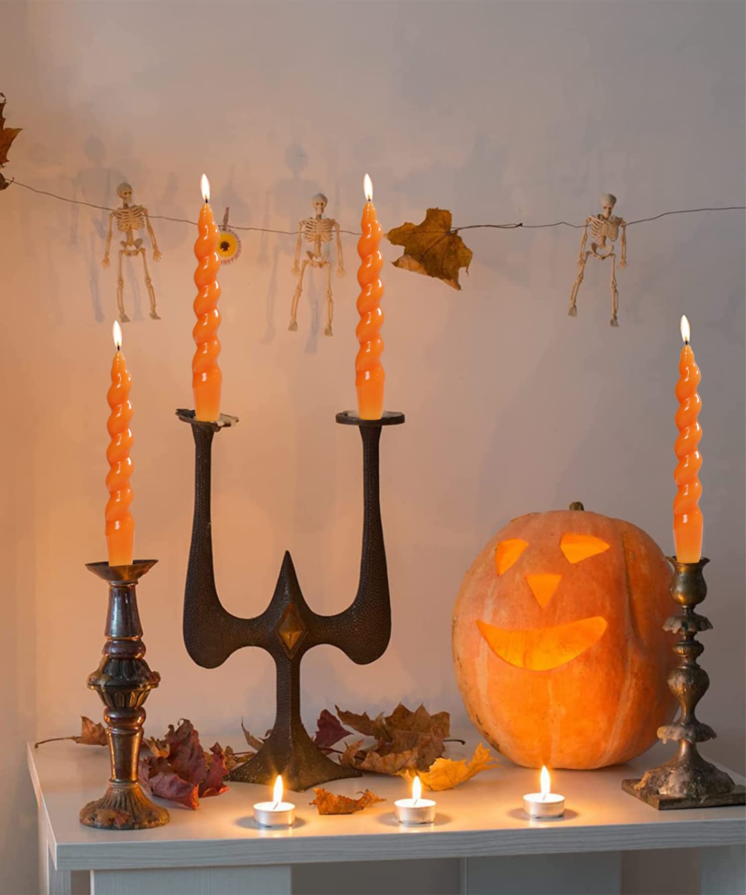 Orange Spiral Taper Candles - 7.6