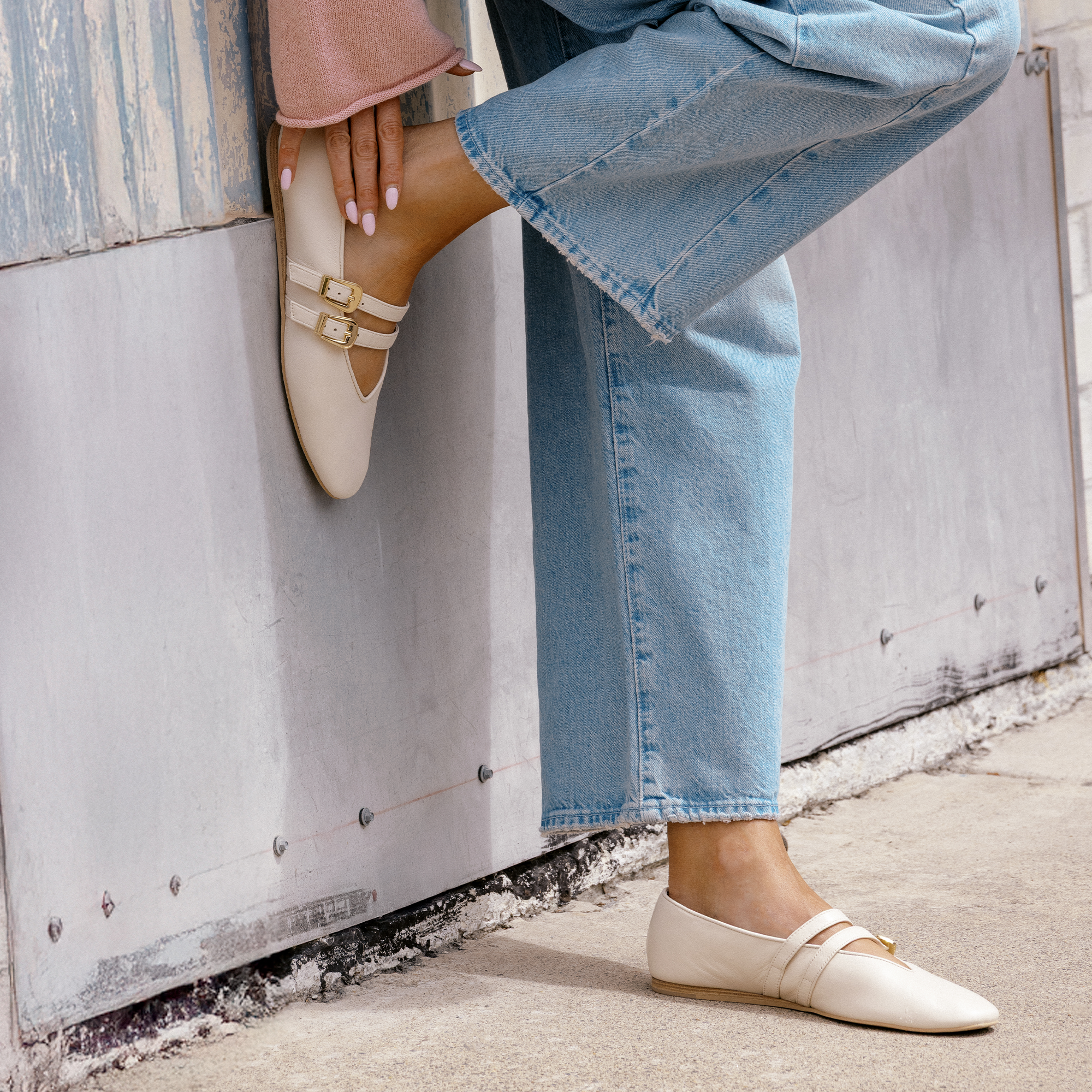 BAYLEE Women's Ballet Flats - Ivory Leather Pointed Toe Slip On Shoes for Comfort & Style | Perfect for Work, Office, Casual Wear & Daily Walking