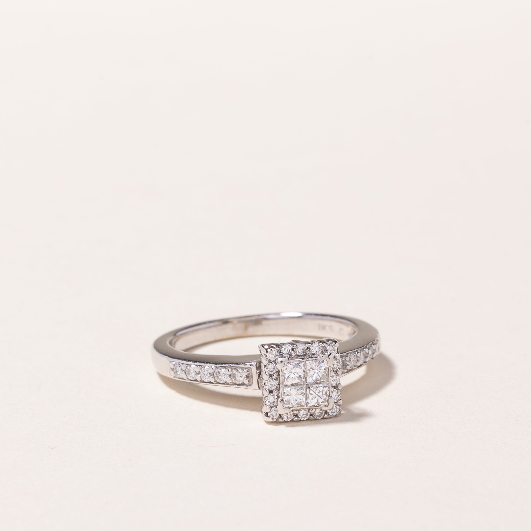 14K White Gold Princess Cut Diamond Illusion Ring - 0.40ctw Size 5.5 | Elegant Engagement, Wedding & Anniversary Jewelry Gift for Women