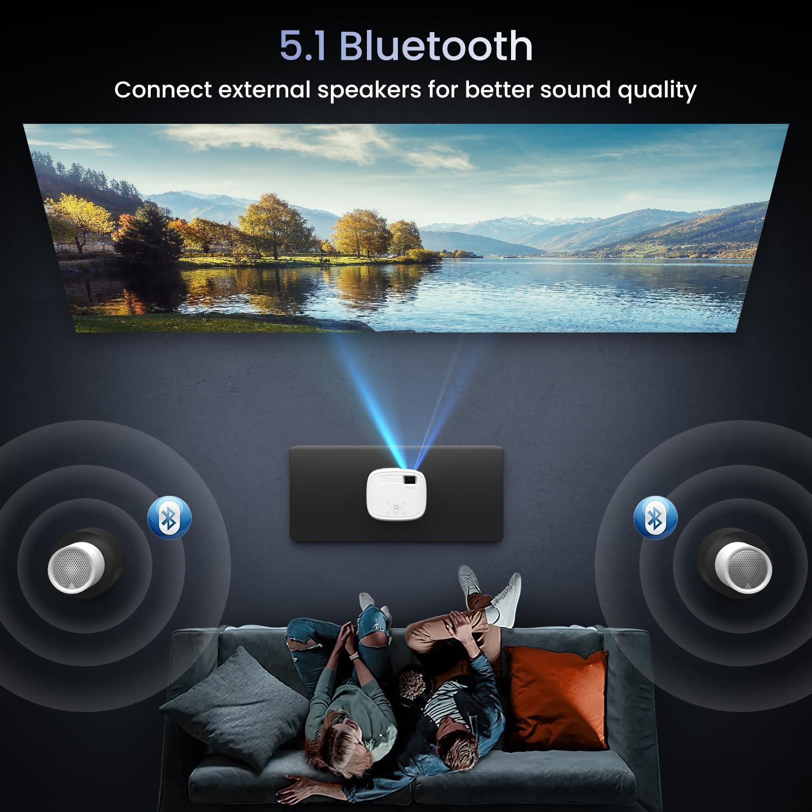 4K WiFi Bluetooth Projector - HONPOW Portable Mini Outdoor Movie Projector for Home Theater, Gaming & Camping | Compatible with TV Stick, Laptop, Smartphone, Xbox, PS5 | Perfect for Backyard Movies, Gaming Nights & Travel Entertainment