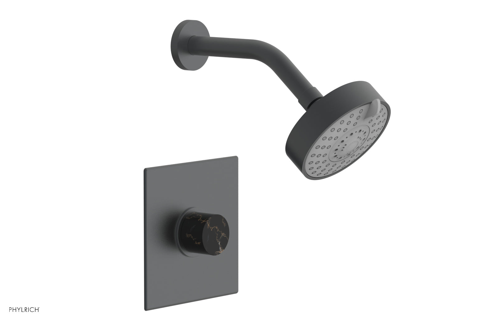 BASIC II Pressure Balance Shower Set with Black Marble Handle - 230S 23 Series for Modern Bathroom & Spa Experience