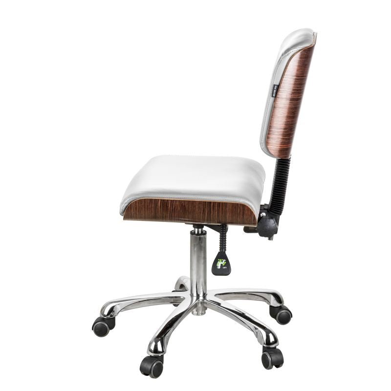 Silverfox Rolling Stool with Backrest - Adjustable Height Office Chair with Wheels, Ergonomic Rolling Seat for Salon, Kitchen, Workshop & Home Use (Model 1071, White)