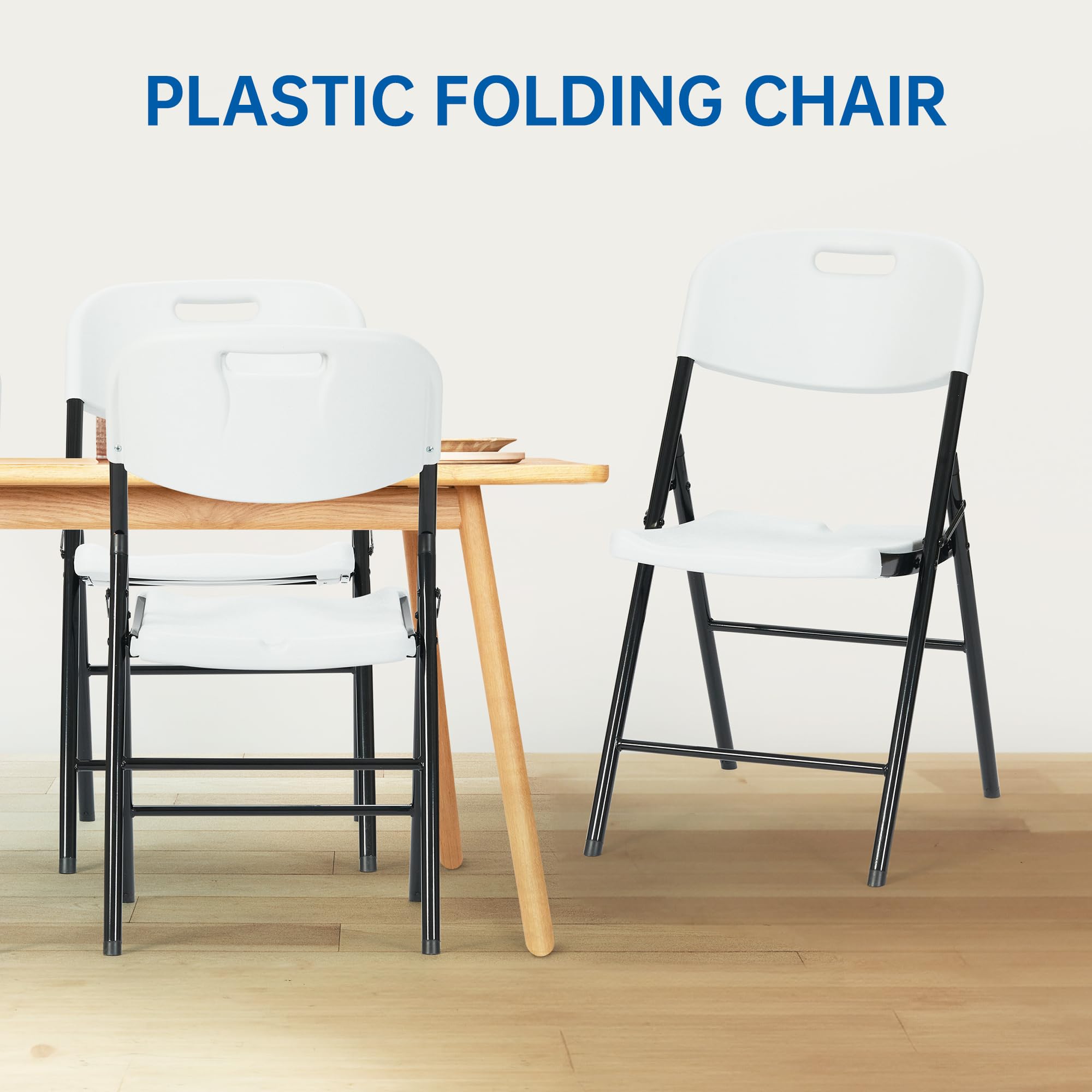 8 Pack Heavy Duty White Folding Chairs 800 lbs Capacity - Commercial Grade Stackable Event Chairs for Weddings, Parties, Banquets & Outdoor Gatherings