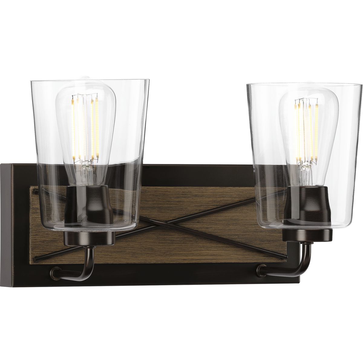 Briarwood Collection 2-Light Clear Glass Bathroom Vanity Light Fixture - Perfect for Modern Bathroom & Powder Room Lighting