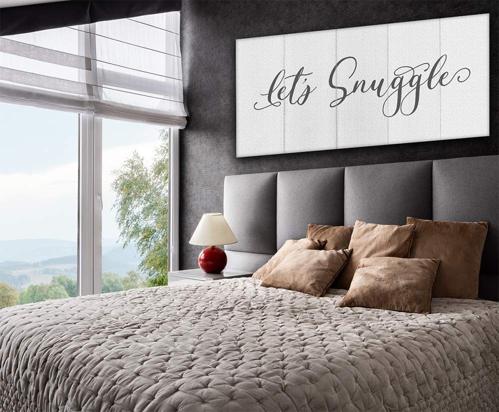 Minimalist Bedroom Wall Art - Romantic Couples Decor for Above Bed, Cuddle Sign, Perfect Wedding & Housewarming Gift, White & Grey 18x36 Unframed Poster - Ideal for New Home Decor, Bedroom Makeover & Cozy Couple Spaces