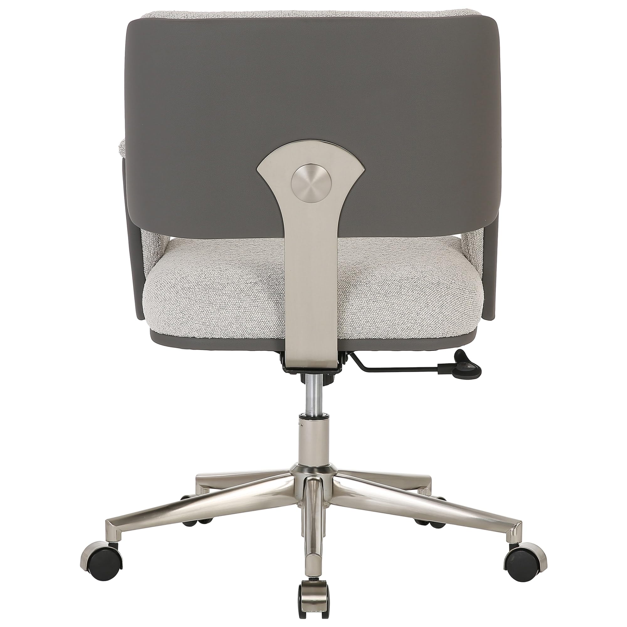 Realspace® Modern Comfort Picali Bouclé Fabric & Vegan Leather Low-Back Ergonomic Office Chair - White Stone/Gray/Brushed Nickel - BIFMA Certified - Perfect for Home Office, Workspace & Study Desk