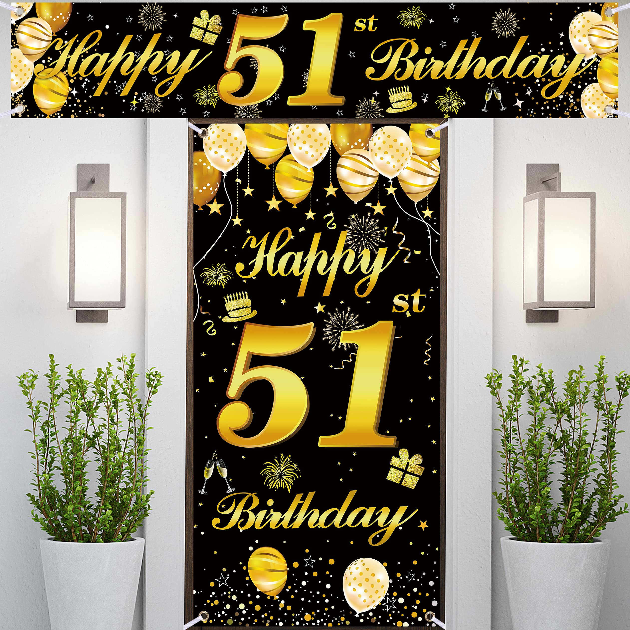 51st Happy Birthday Banner - Premium Birthday Decorations for Men, Party Supplies & Backdrop - Perfect for Home, Office & Outdoor Celebrations