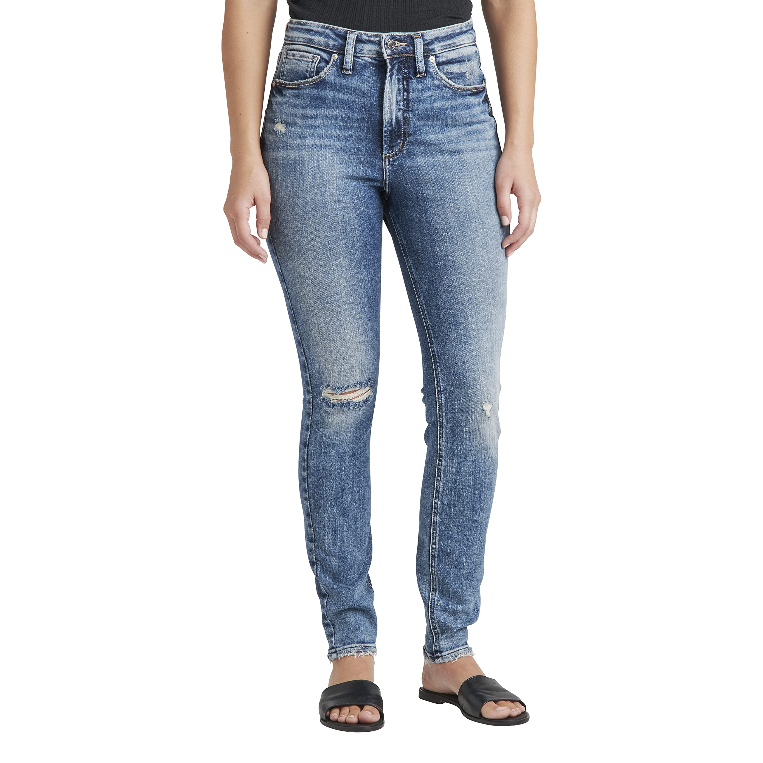 Silver Jeans Co. Women's High Rise Skinny Jeans - Stretch Denim, Comfort Fit, Classic Style | Perfect for Casual Wear, Office Outfits & Night Out