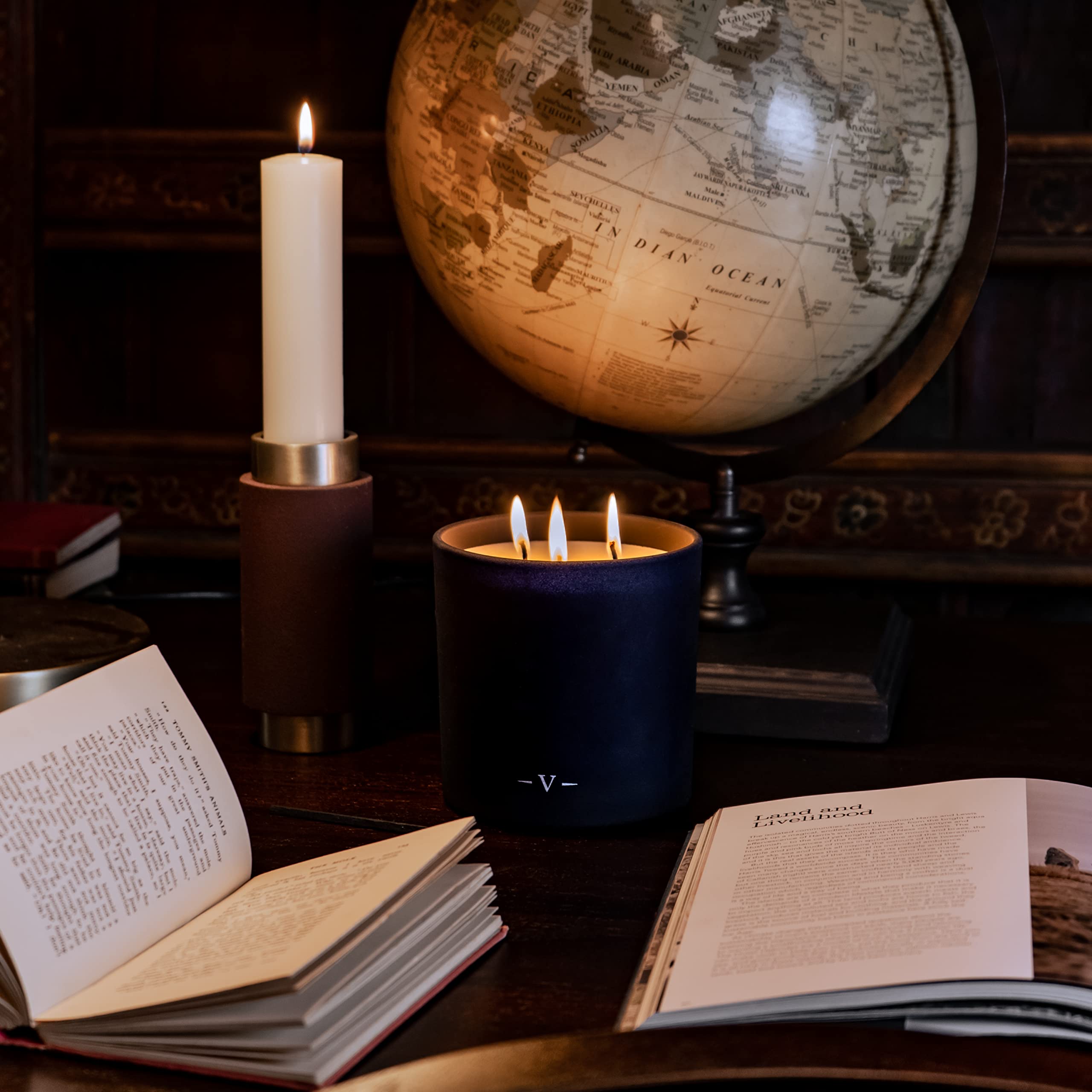 Charles Farris British Expedition 3-Wick Scented Candle - Cloves, Tobacco & Mint Tea Aroma | Home Decor, Relaxation & Gift Idea