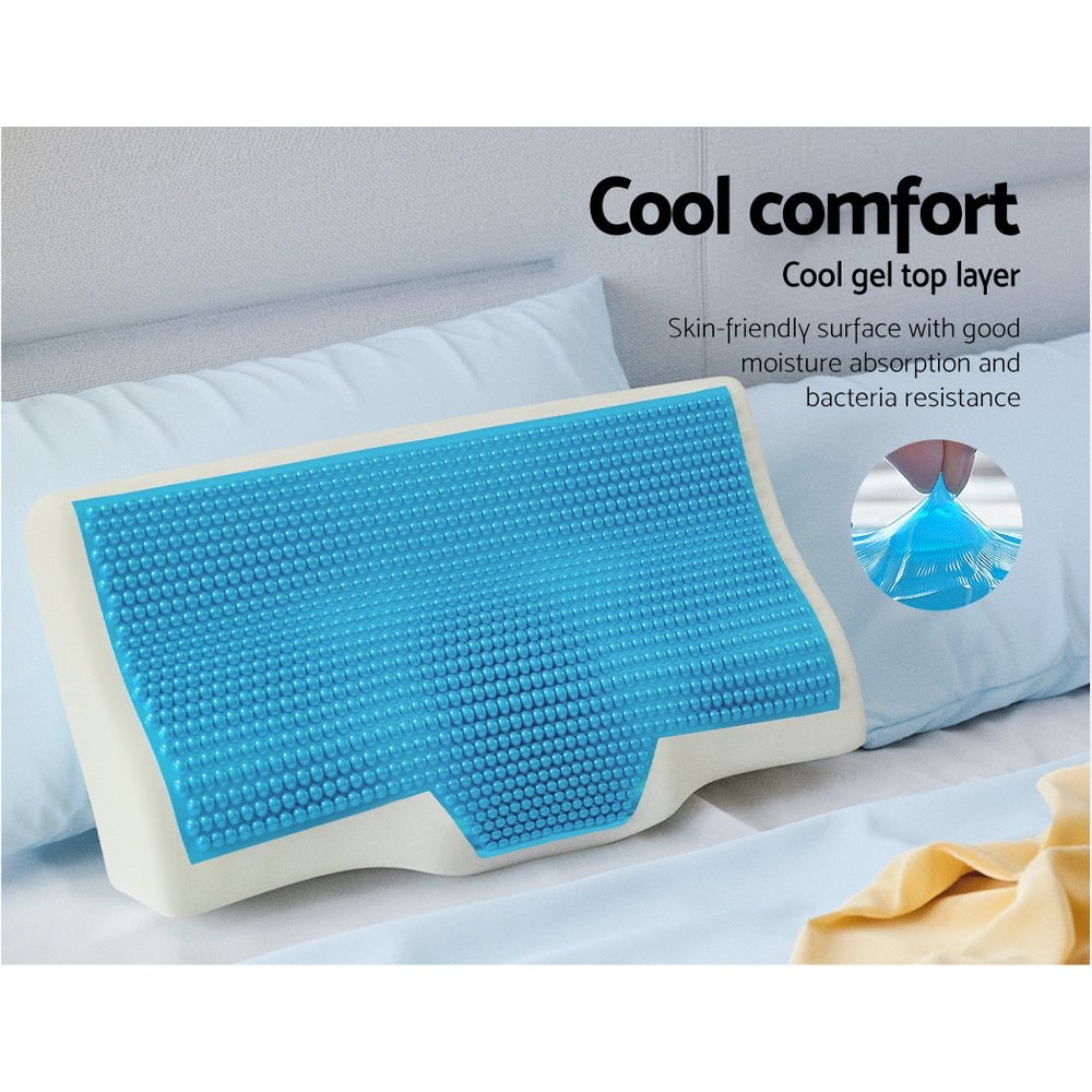 Giselle Memory Foam Pillow for Neck Pain Relief - Contour Orthopedic Pillow with Cooling Gel Technology | Perfect for Side, Back & Stomach Sleepers | Home, Office & Travel Use