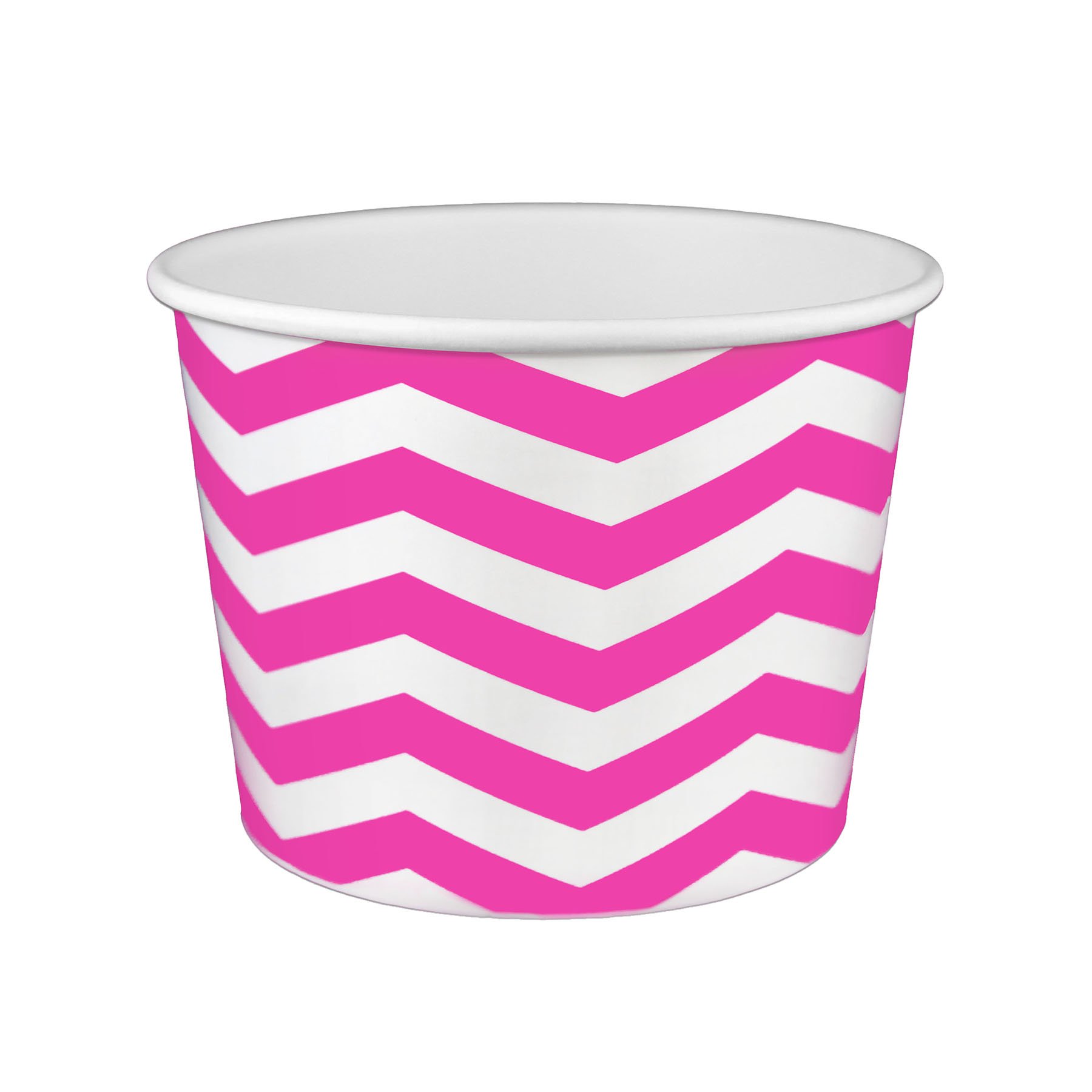 16 oz Disposable Yogurt Paper Cups - 1000 Count Bulk Pack (Chevron-Pink) | Eco-Friendly & Leak-Proof | Perfect for Frozen Yogurt, Ice Cream, Parfaits & Dessert Shops