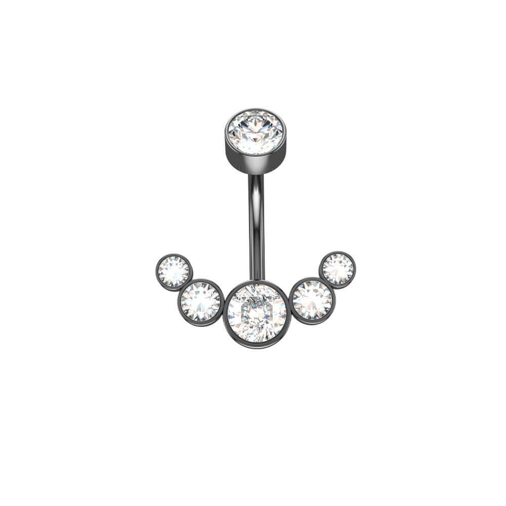 Czech Diamond Navel Ring - Premium 316L Surgical Steel Belly Button Ring | WH6012 for Body Piercing Jewelry & Belly Dance Accessories