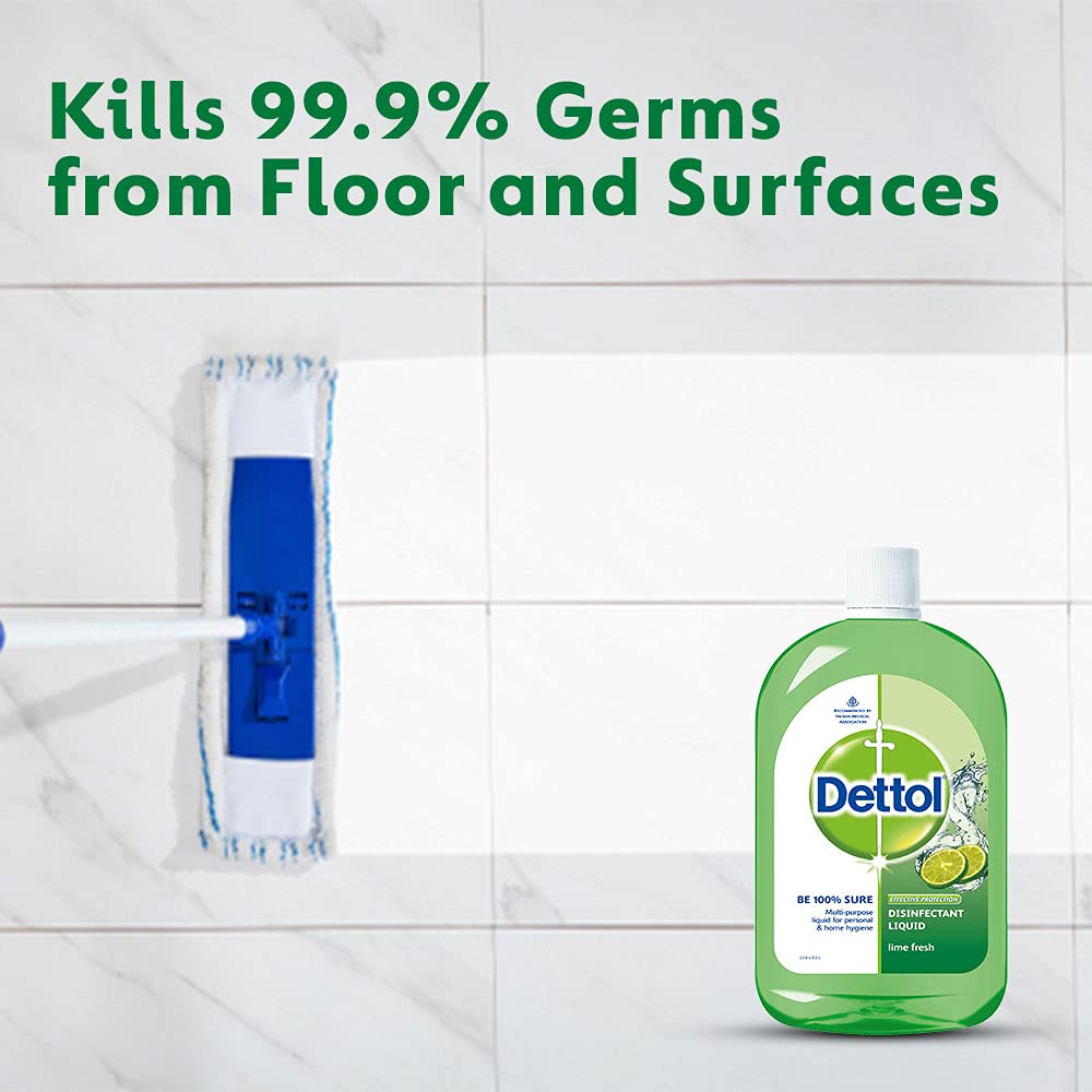 Dettol Lime Fresh Disinfectant Liquid - 1L for Floor Cleaning, Surface Disinfection & Personal Hygiene | Kills 99.9% Germs | Ideal for Homes, Hospitals & Schools