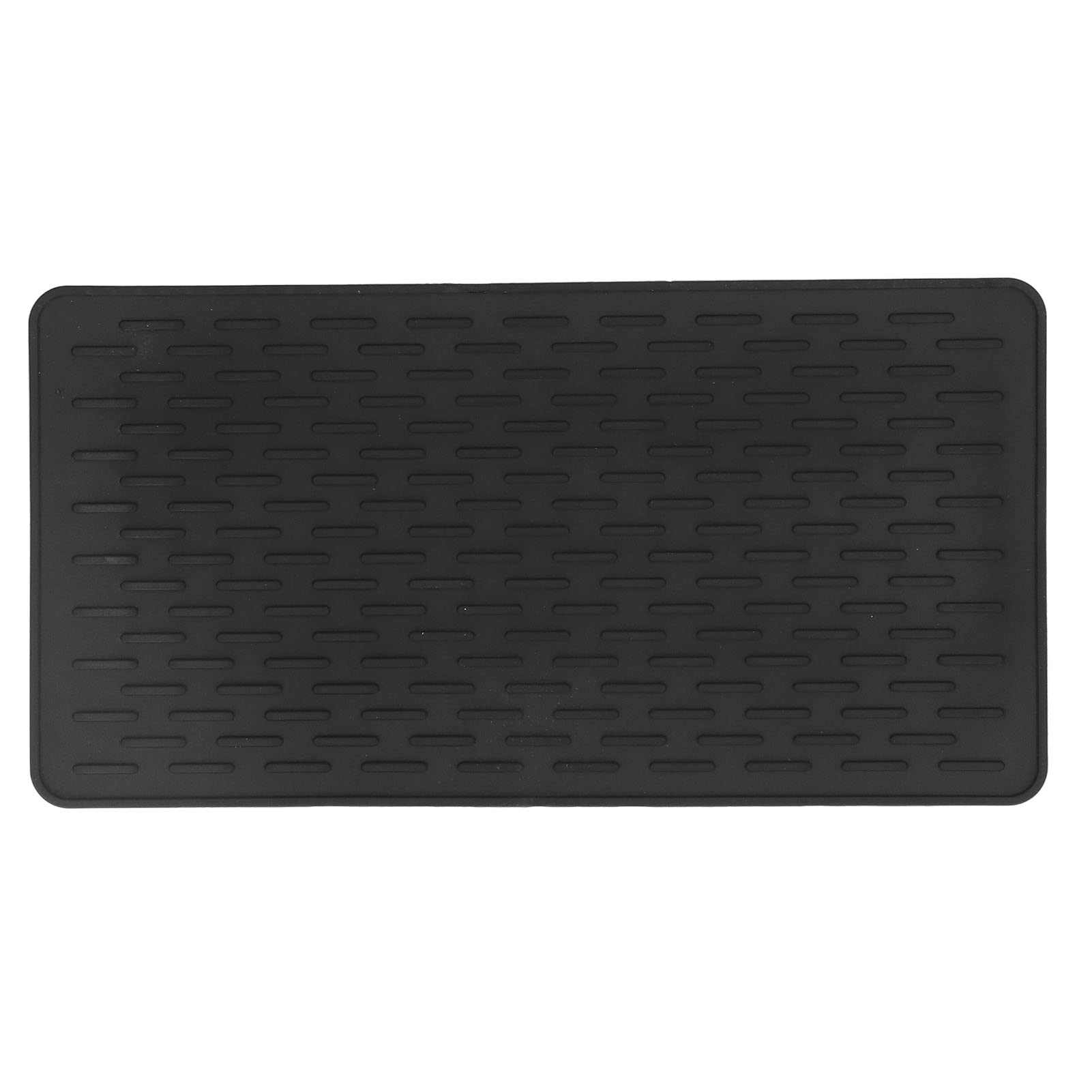 TeamSky Silicone Insulation Pad - Heat Resistant Kitchen Drying Mat, Non-Slip Black Rectangle Silicone Trivet for Hot Pots & Pans - Perfect for Baking, Cooking, and Serving Hot Dishes