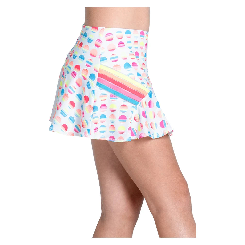 Retro Sunset Tennis Skort for Girls - White | Vintage Style Athletic Skirt with Built-in Shorts for Tennis, Golf & Casual Wear