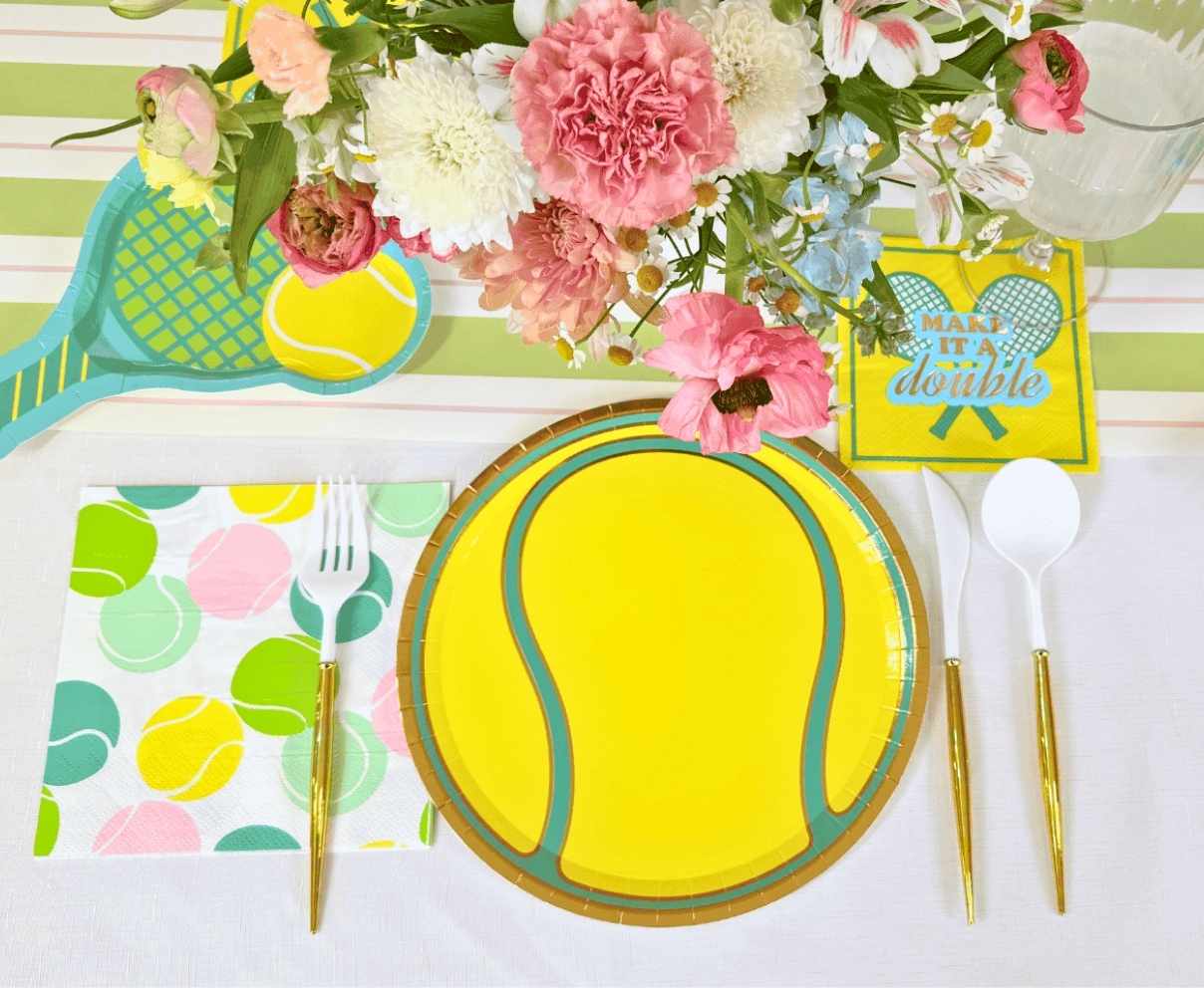 Colorful Tennis Ball Die-Cut Dinner Plates - Set of 8 for Sports Themed Parties, BBQs, and Outdoor Gatherings