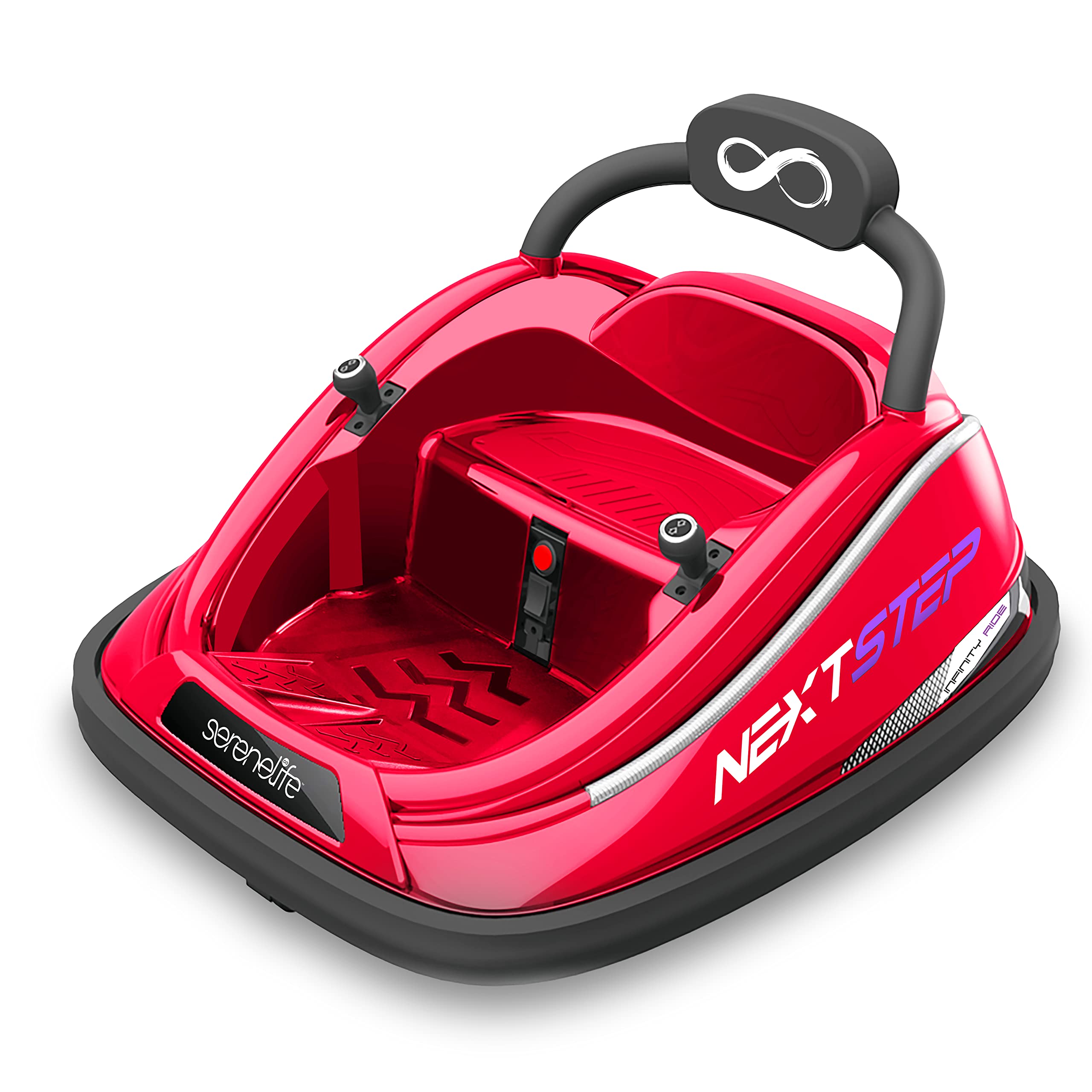 SereneLife 12V Electric Bumper Car for Kids with Remote Control - 360° Spinning, LED Lights & Safety Belt | Toddler Ride-On Toy for Ages 3-8 Years | Perfect for Indoor Playrooms, Backyard Fun & Birthday Parties