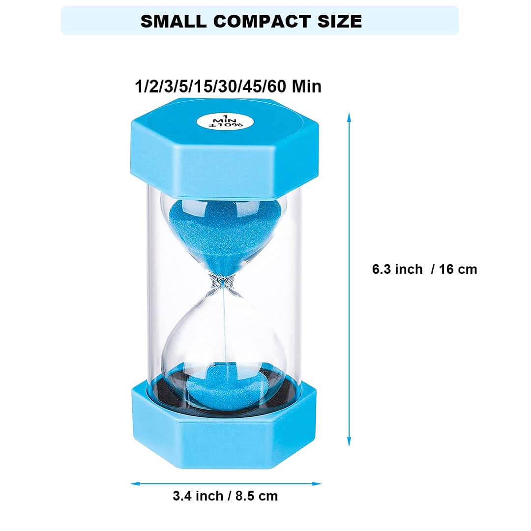 5 Minute Plastic Sand Timer - Large Blue Hourglass for Kids, Games, Classroom & Kitchen | Decorative Sand Clock for Time Management, Cooking, Board Games & STEM Learning