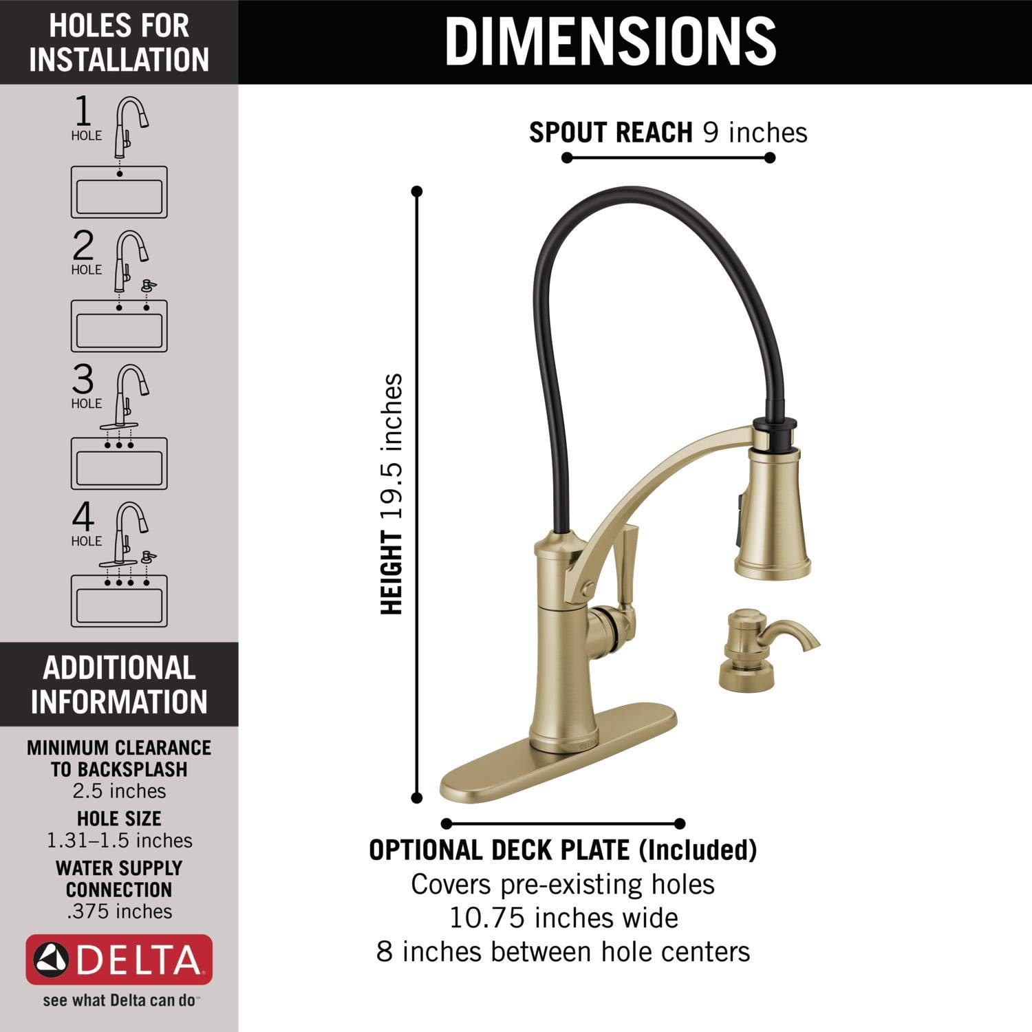 Delta Foundry Gold Kitchen Faucet with Pull Down Sprayer & Soap Dispenser - Champagne Bronze Stainless Steel Sink Faucet 19744Z-CZSD-DST | Perfect for Modern Farmhouse & Luxury Kitchen Renovations