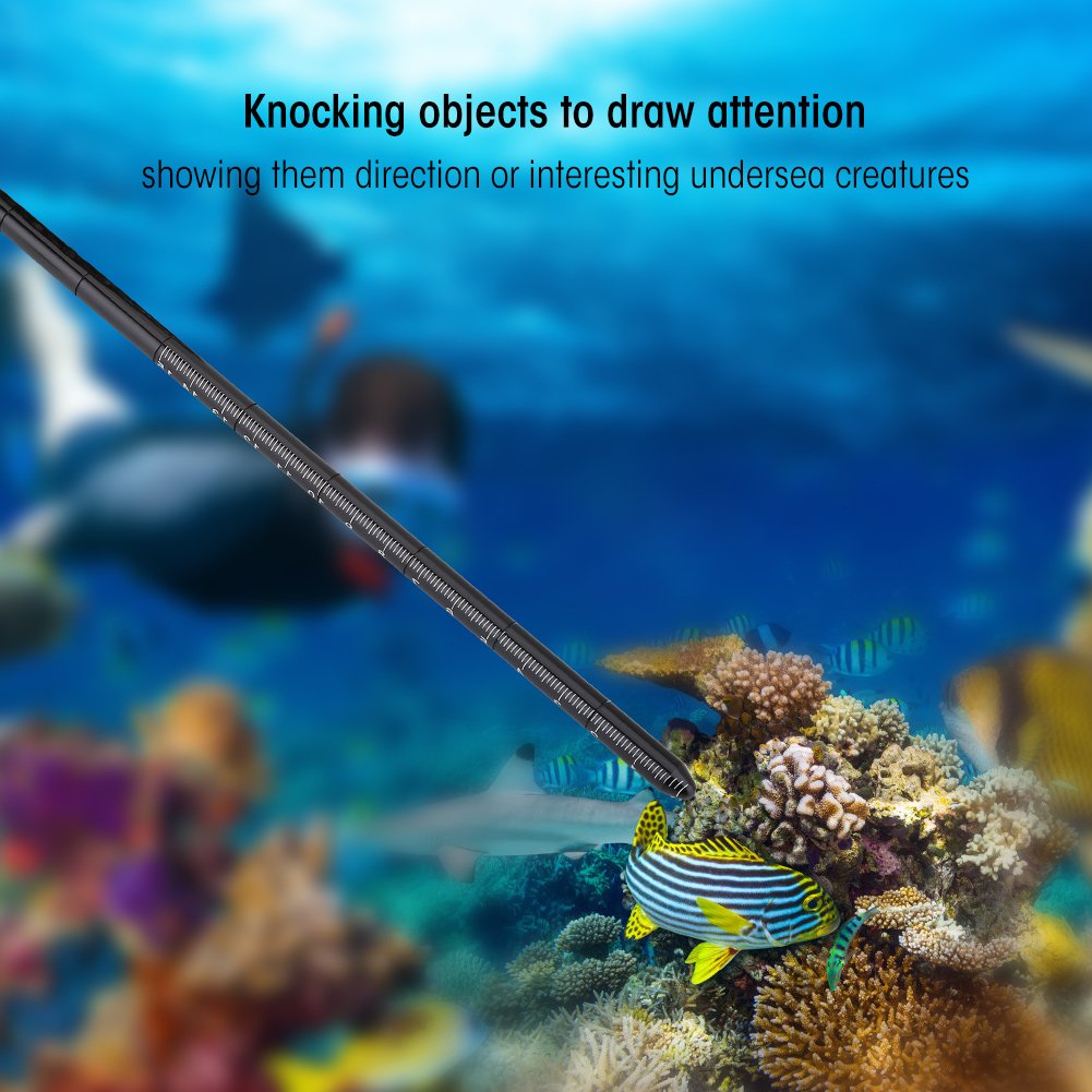 34cm Aluminum Alloy Diving Stick - Adjustable Wrist Lanyard Noise Maker & Pointer for Pool Games, Scuba Training & Underwater Navigation | Durable Swimming Accessory
