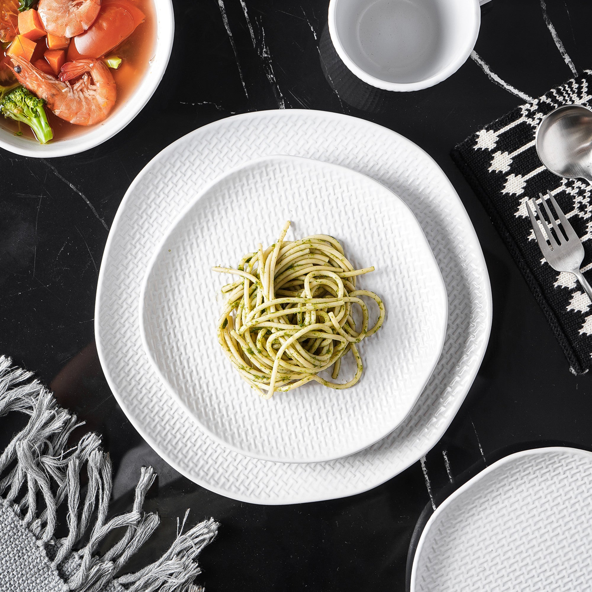Premium Stoneware Dinner Plates - Set of 4 White Ceramic Plates for Everyday Use, Microwave & Dishwasher Safe - Elegant Dinnerware for Home, Restaurant & Special Occasions