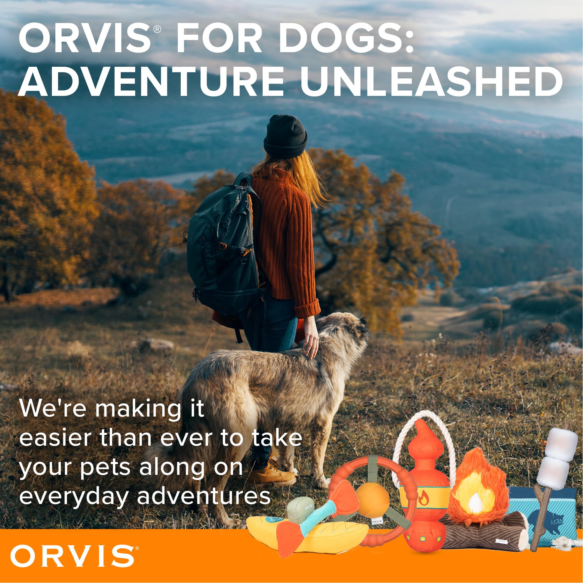 Orvis Floating Dog Toy - Durable Plush Fetch & Chew Stick with Removable Squeaky Marshmallows | Interactive Water & Camping Toy for Dogs | Perfect for Pool, Lake & Outdoor Play