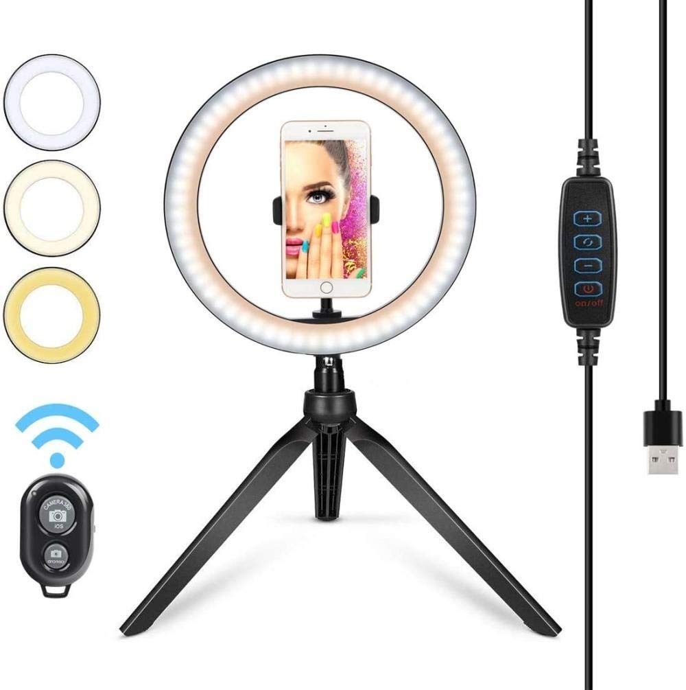 10 Inch Ring Light with Remote Control - 26CM Desktop Fill Light for Live Streaming, Selfie, Video Calls & Photography - Perfect for YouTube, TikTok, Instagram & Zoom Meetings