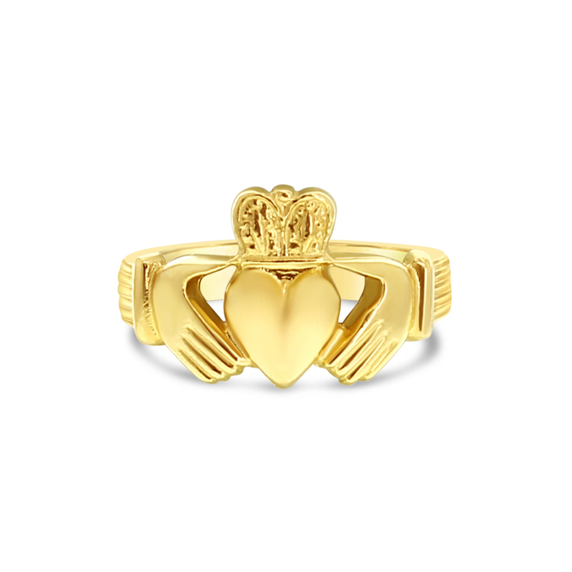 14K Yellow Gold Irish Claddagh Ring - Authentic Celtic Love Friendship Loyalty Wedding Band - Perfect for Anniversaries, Engagements & Irish Heritage Gifts