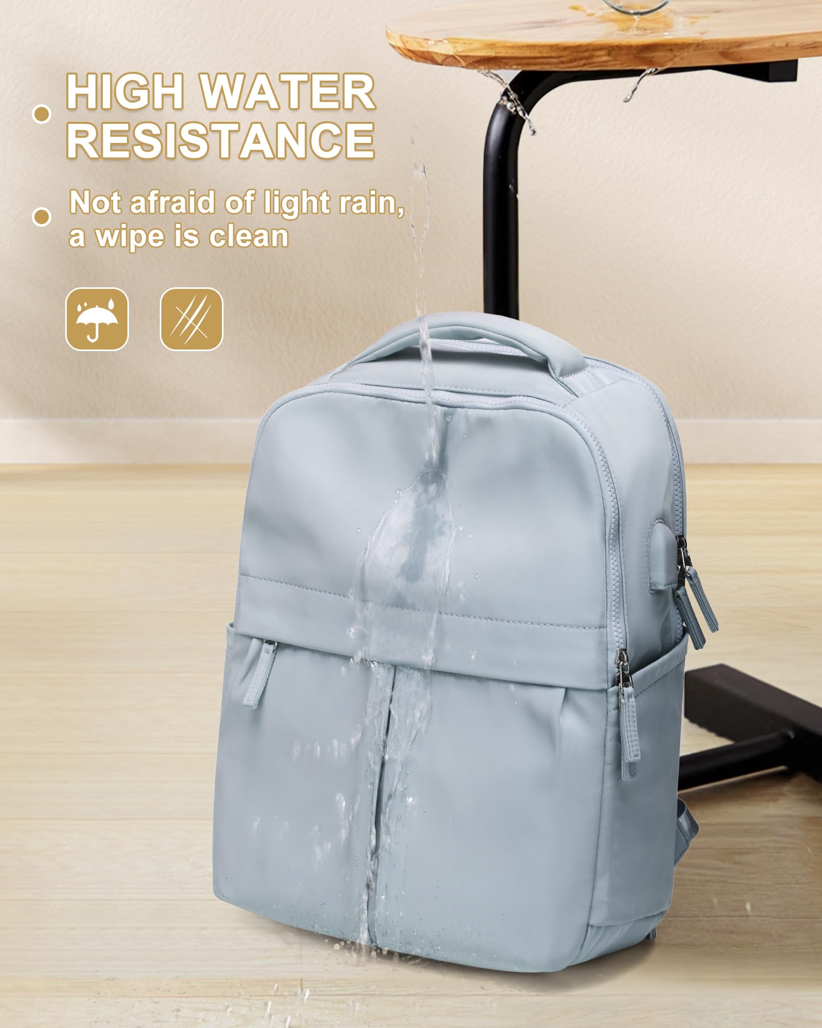 Stylish Lightweight Laptop Backpack for Women & Men - Water-Resistant Gym, Travel & Work Backpack with USB Charging Port - Perfect for College, Office Commute & Airplane Travel (Blue)