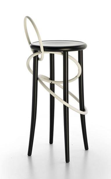 GTV Cirque Two Tone Bentwood Stool - Modern Accent Stool for Living Room, Bedroom & Entryway - Handcrafted Wooden Bar Stool with Elegant Design