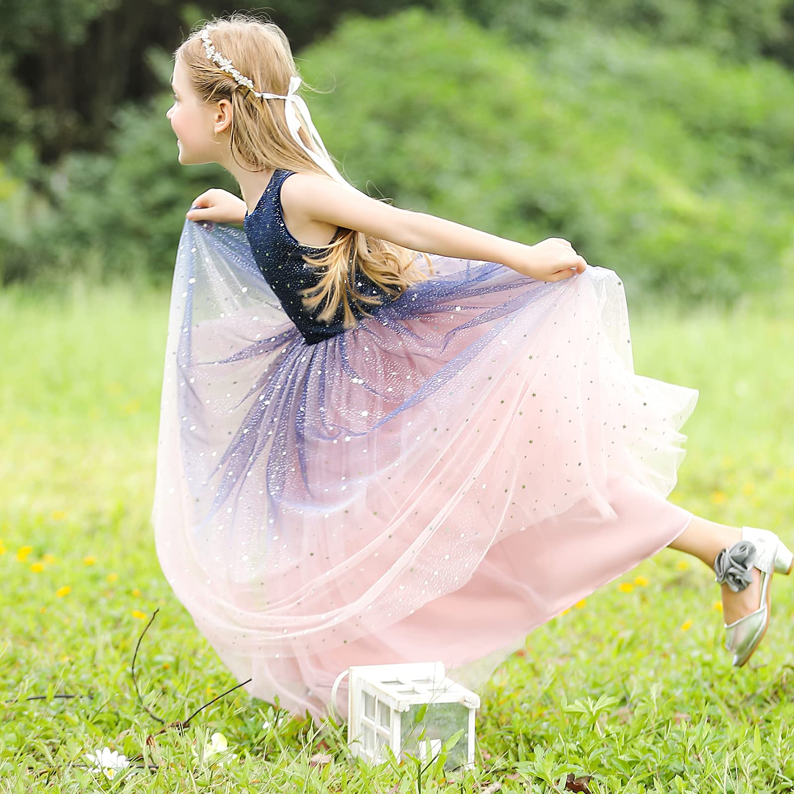 Sparkly Flower Girl Tulle Dress for Weddings, Bridesmaids, Pageants & Princess Birthday Parties – Elegant & Comfortable for Special Occasions