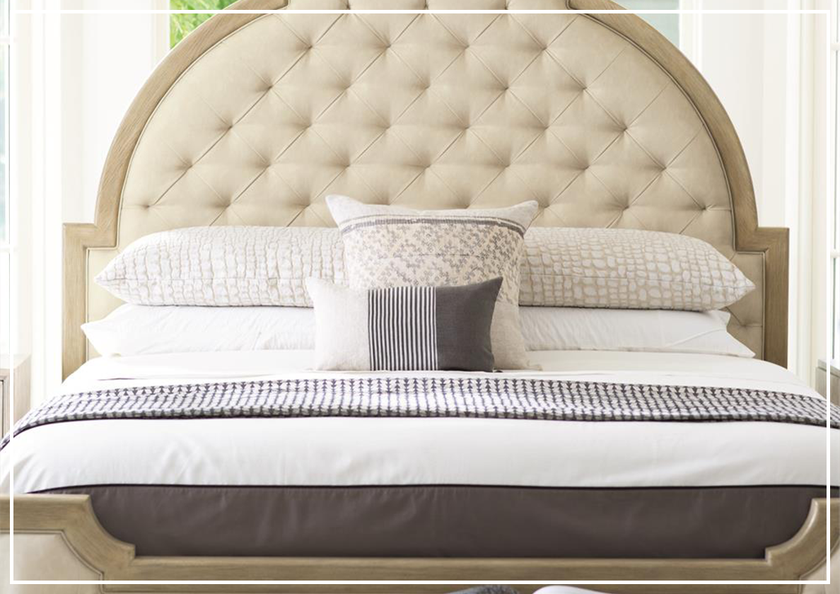Bernhardt Santa Barbara Panel King Bed with Tufted Headboard - Luxury Upholstered Bed Frame for Master Bedroom - Perfect for Modern & Traditional Home Decor