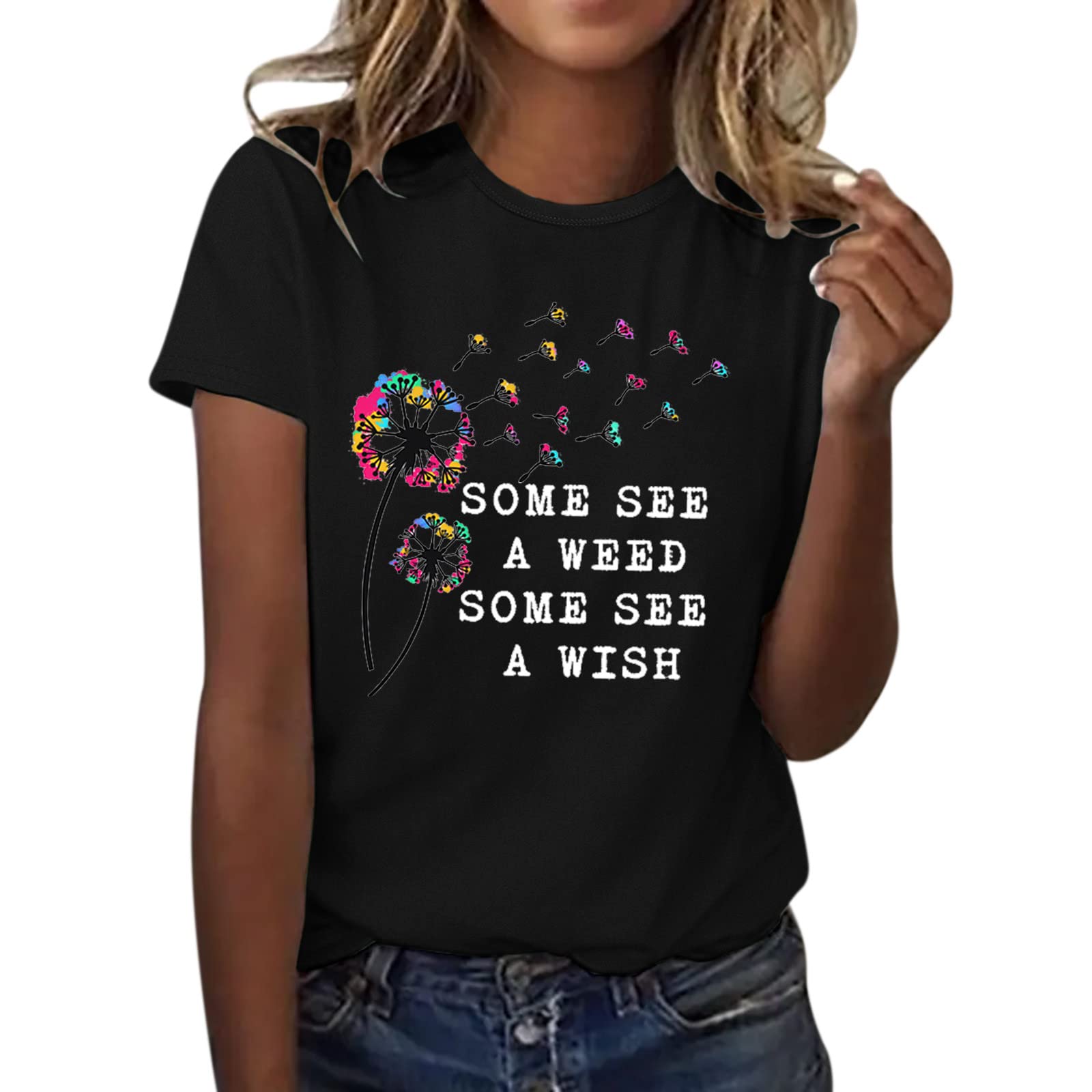 Women's Casual Short Sleeve Cotton T-Shirt - Round Neck Letter Print Soft White Top | Perfect for Everyday Wear, Summer Outfits & Casual Fashion