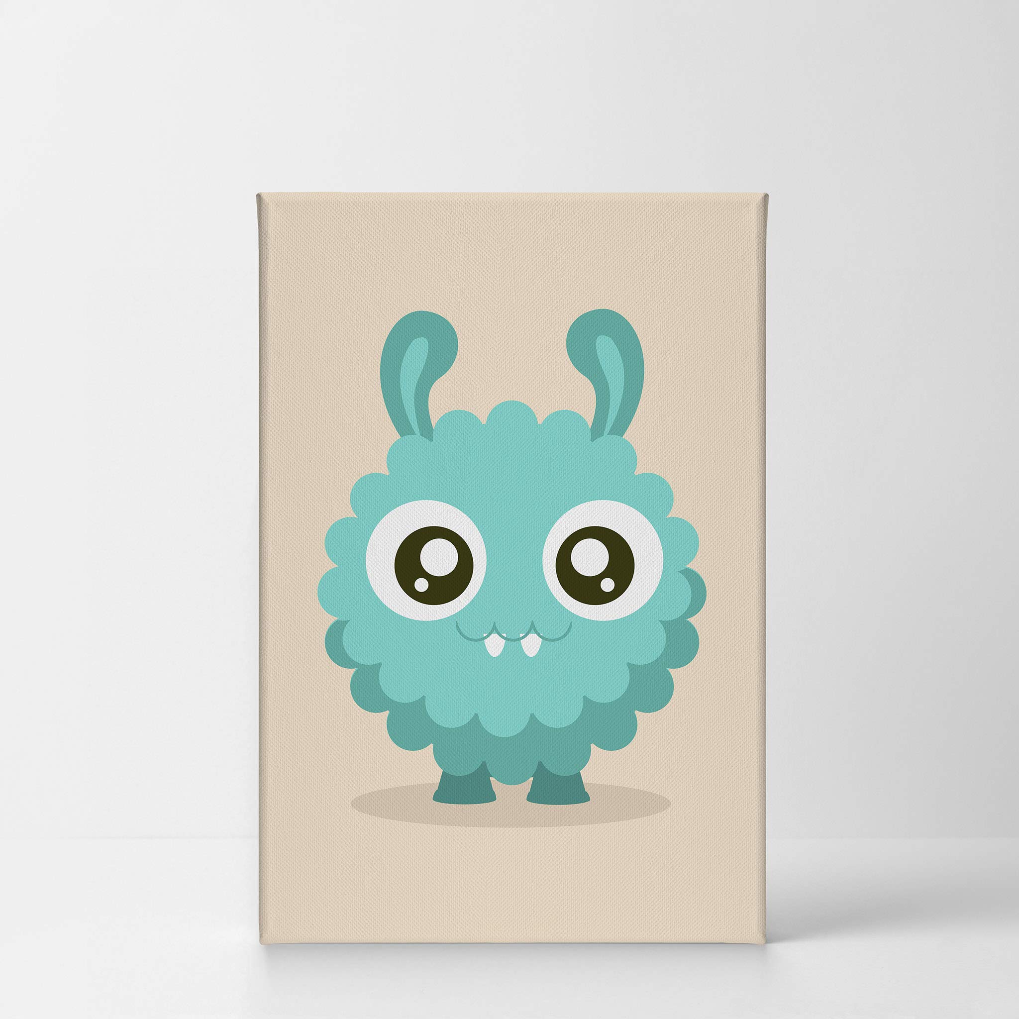 Blue Monster Canvas Print - Smile Art Design Kids Room Decor, Nursery Wall Art, Ready to Hang (22x15 inches) - Perfect for Baby Rooms, Playrooms & Children's Bedrooms | Made in USA
