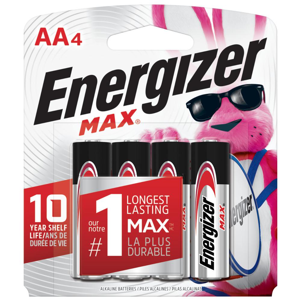 Energizer AA Batteries 4-Pack - Long-Lasting Power for Toys, Flashlights, and Electronics | Alkaline Battery for Home, Office, and Emergency Use