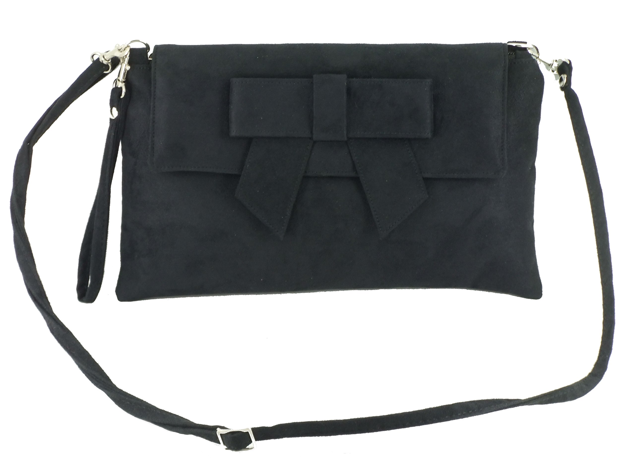 Stylish LONI Women's Suede Faux Leather Clutch Bag - Convertible Shoulder Bag & Wristlet Purse for Evening Parties, Weddings, and Date Nights