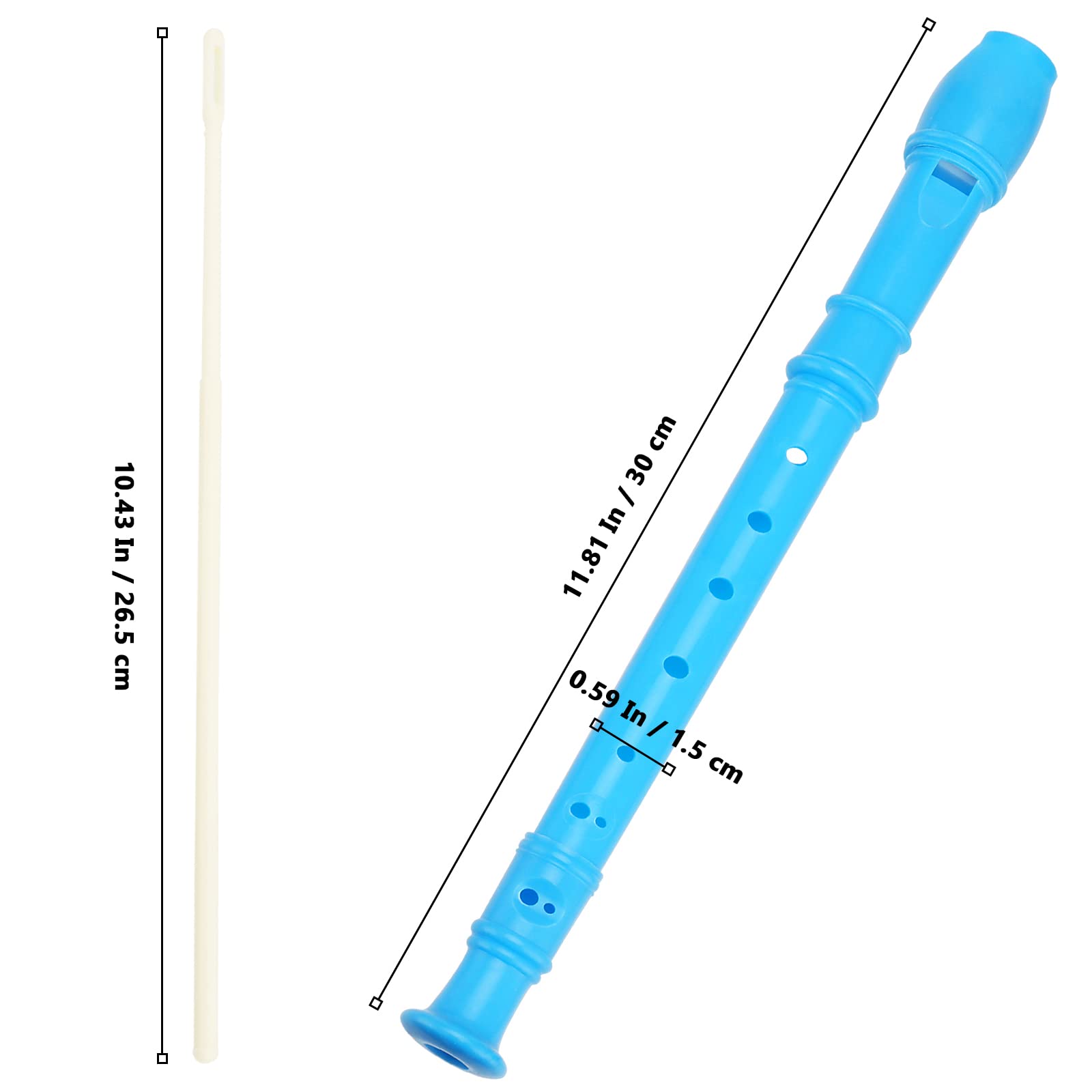 20 Pack 12 Inch Descant Soprano Recorders - 8 Hole Musical Instruments with Cleaning Rod for Beginners (Blue) - Perfect for School Music Classes, Home Practice & Student Band Performances