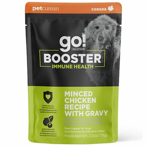Go! Solutions Booster Immune Health Minced Chicken with Gravy Dog Food Topper - High Protein Grain-Free Supplement for Dogs - Perfect for Picky Eaters & Boosting Immunity at Mealtime