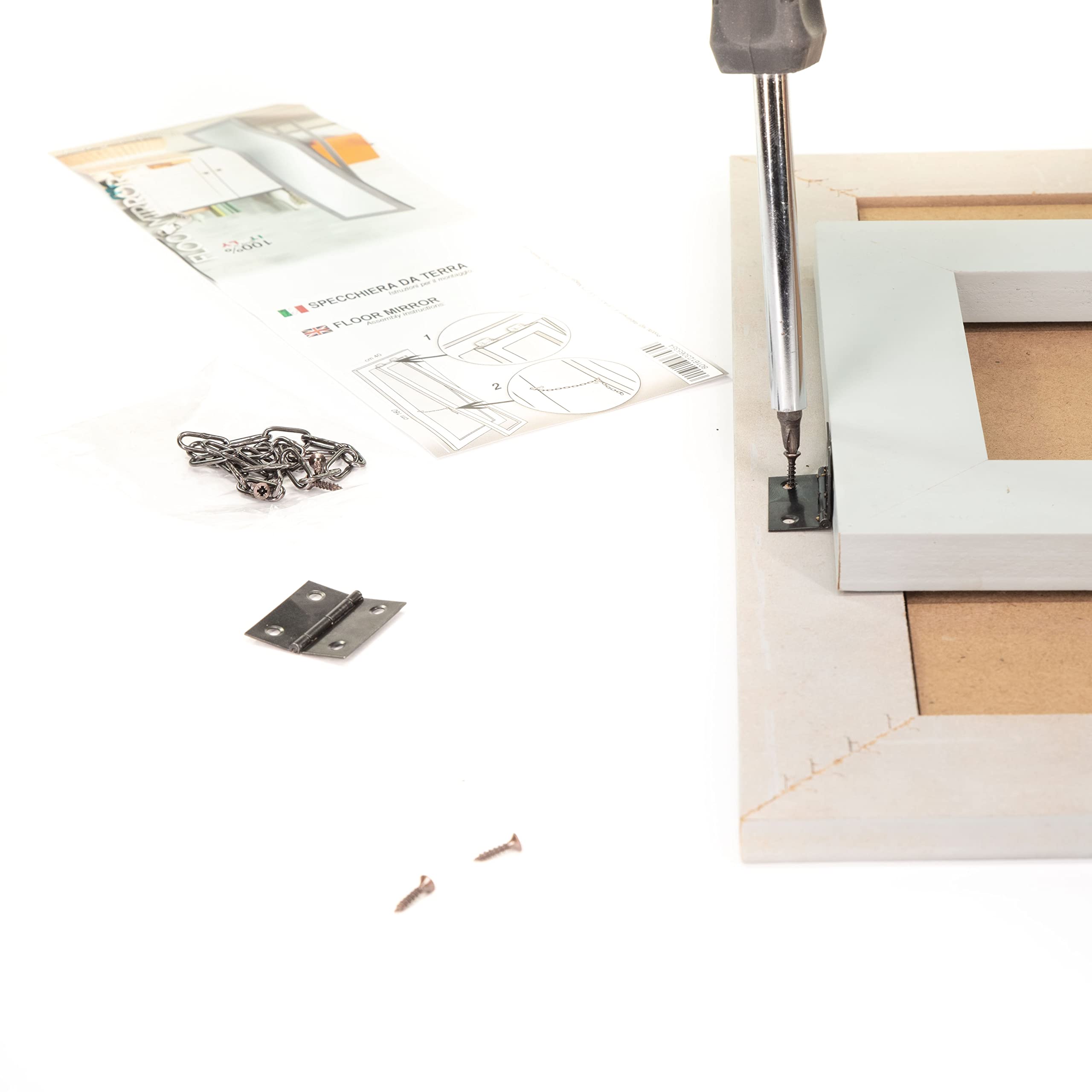 Modern Boston Shabby White Floor Mirror 40