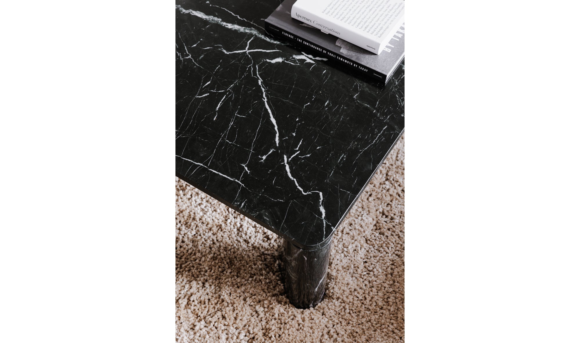 Modern Black Marble Segment Coffee Table - Contemporary Living Room Centerpiece for Home Decor & Entertaining