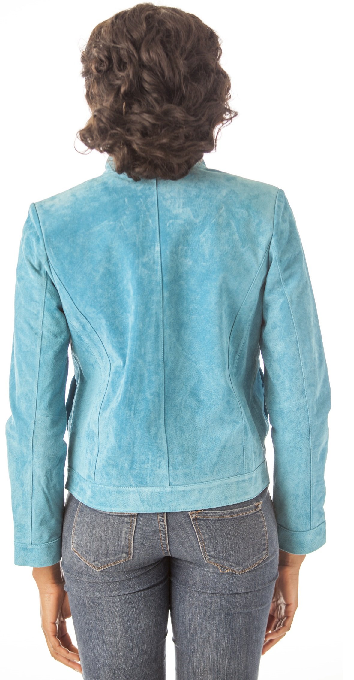 REED Women's 22'' Stand-Up Collar Leather Jacket - Misses Fit, Genuine Leather, Stylish Outerwear for Fall & Winter - Perfect for Casual Outings, Work, and Evening Events