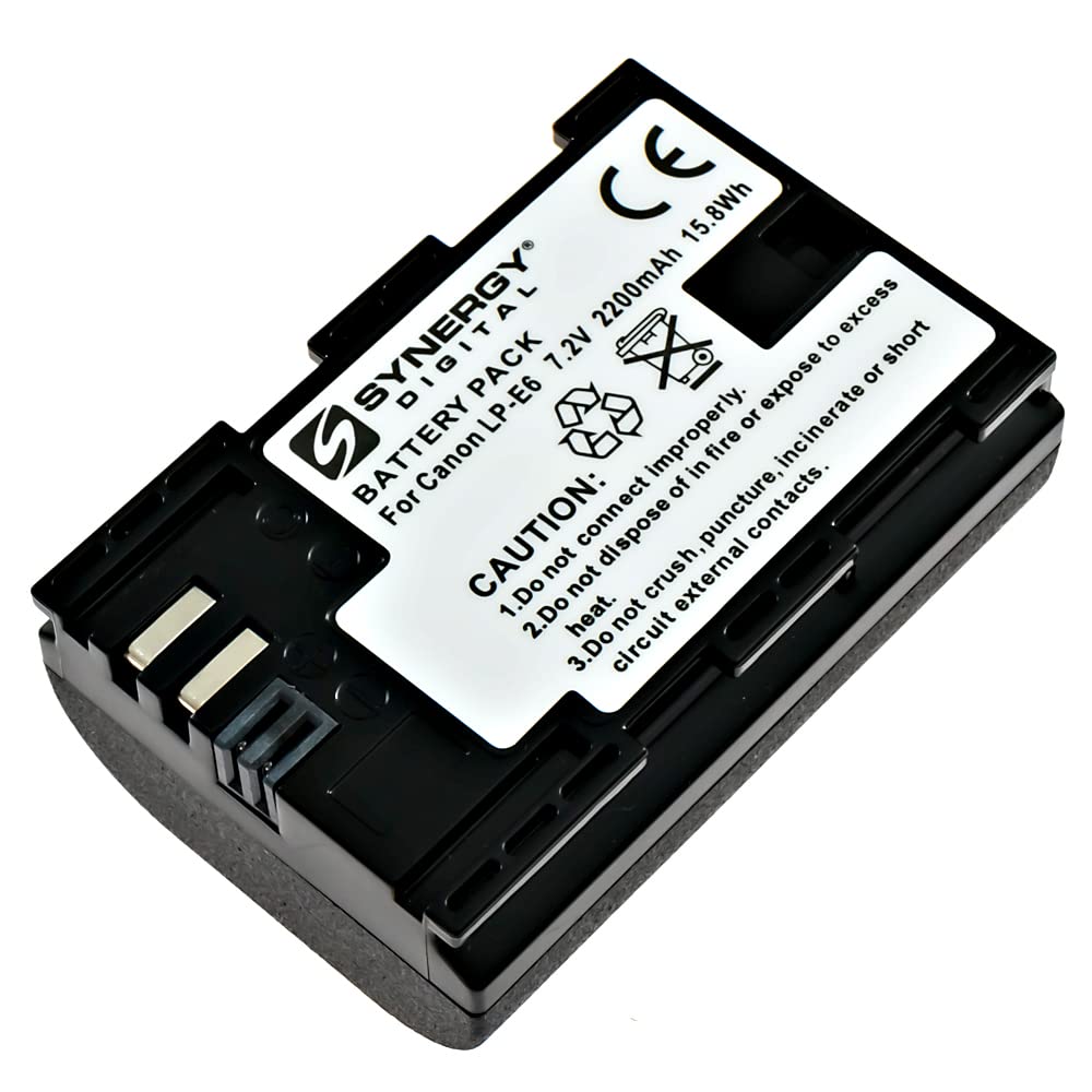Synergy LP-E6N Replacement Battery for Canon EOS 5D Mark III, 5D Mark IV, 6D, 7D - 2300mAh Li-Ion High Capacity Camera Battery - Compatible with Canon LP-E6 & LP-E6N - Perfect for Travel, Photography & Professional Shooting