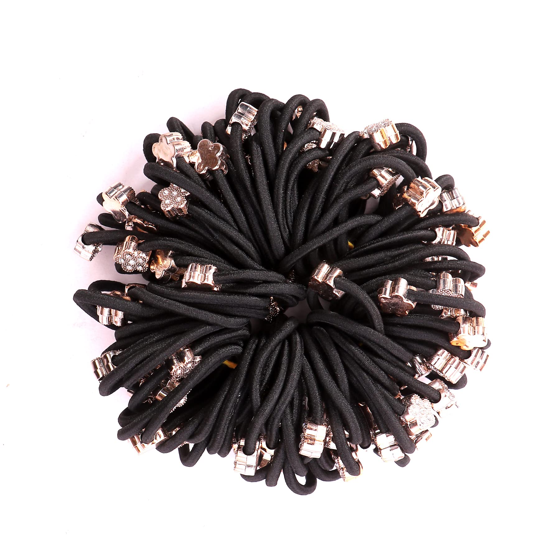 Parhon Designer Pearl Hair Accessories - 20pcs Black Elastic Hair Bands, Ponytail Holders for Girls | Elegant Hair Ropes for School, Parties & Daily Use
