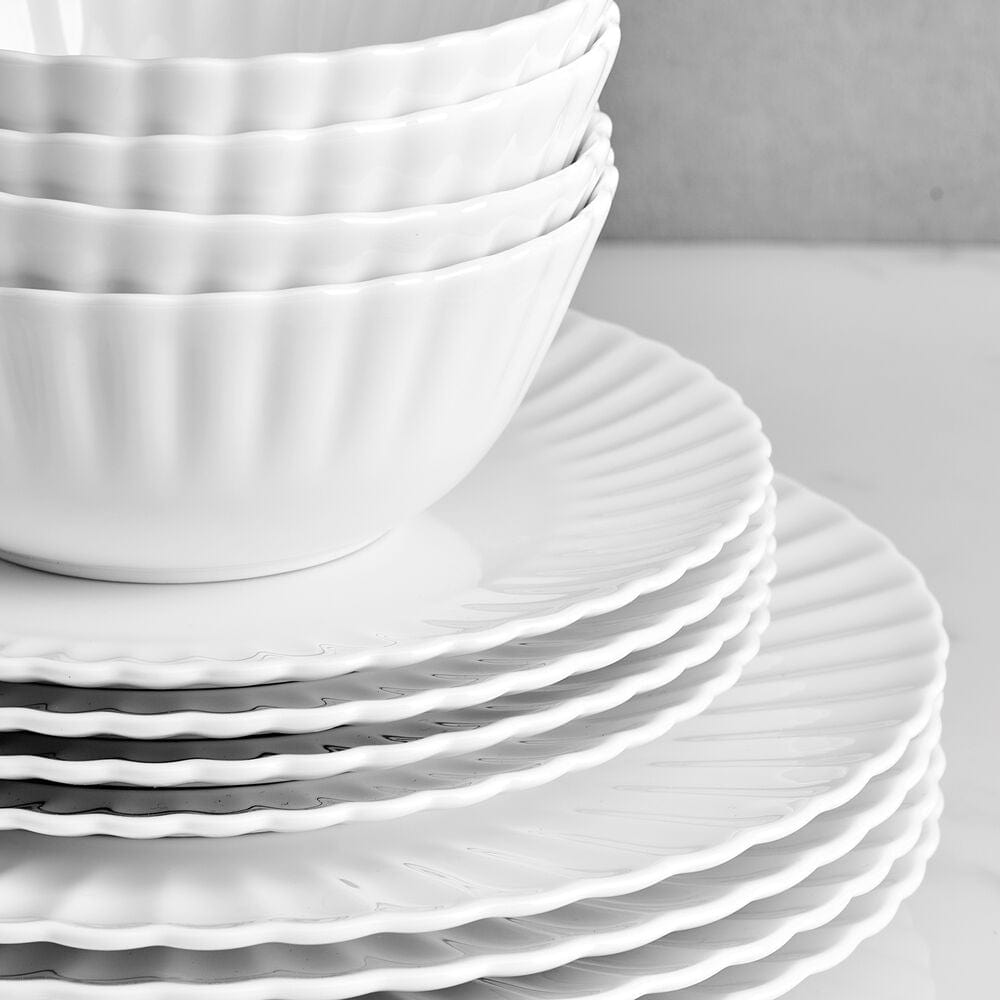Isadora 12-Piece Dinnerware Set for 4 - Elegant Porcelain Dinner Plates, Salad Plates, Bowls - Perfect for Family Dinners, Holiday Entertaining & Restaurant-Style Dining