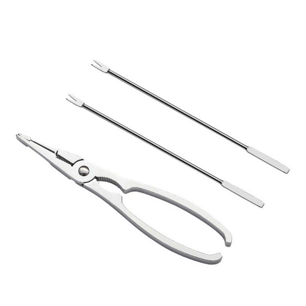 Hemoton 3-Piece Crab and Lobster Cracker Set - Stainless Steel Seafood Crackers with Forks - Nut Cracker Tools for Crab Legs, Shellfish, and Nuts - Perfect for Seafood Dinners, Parties, and Home Cooking
